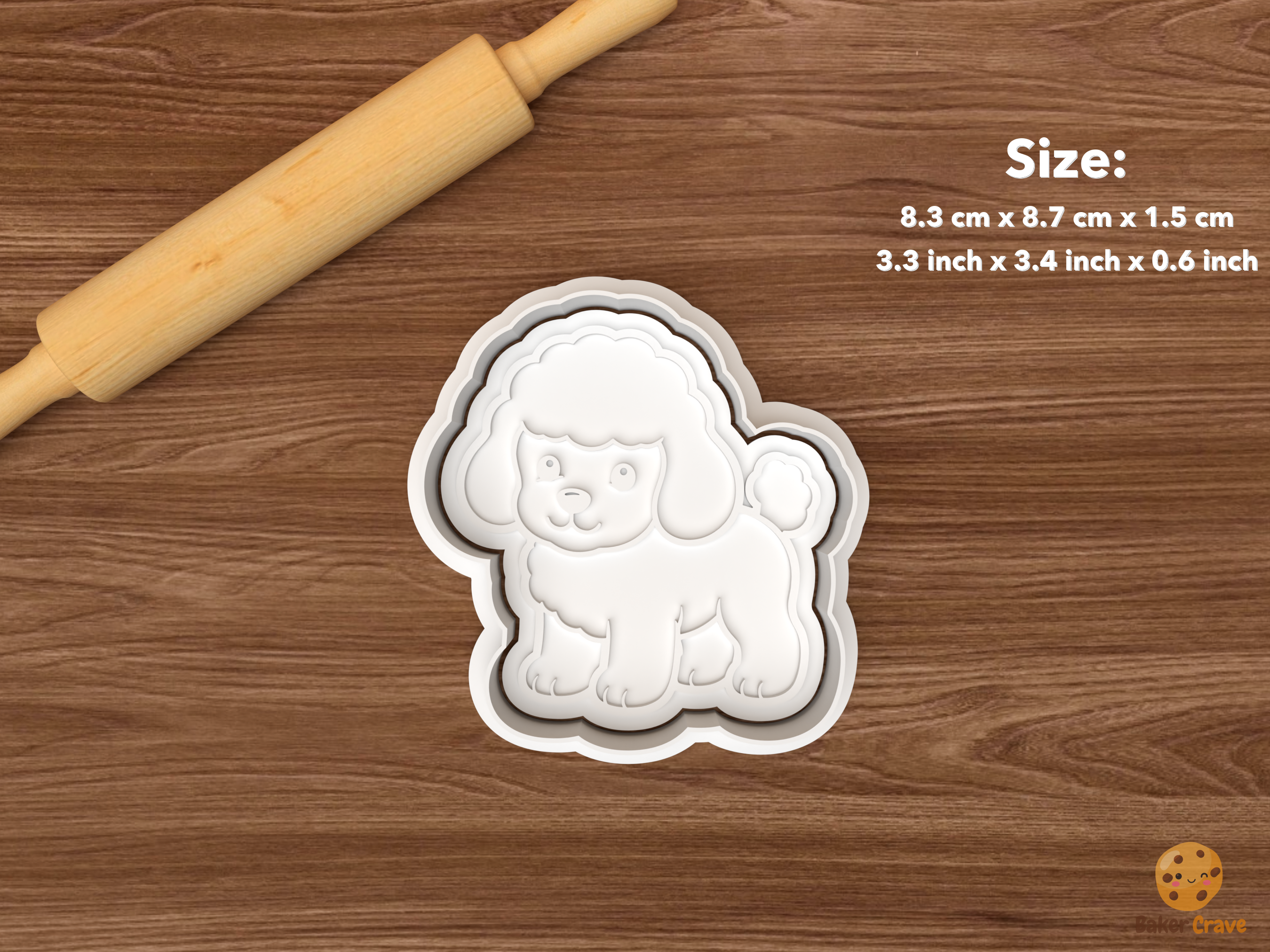 Poodle Dog Cookie Cutter Set STL File - single fluffy poodle puppy