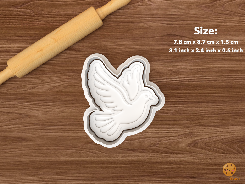 Peace Dove Cookie Cutter Set STL File - single flying dove with raised wings