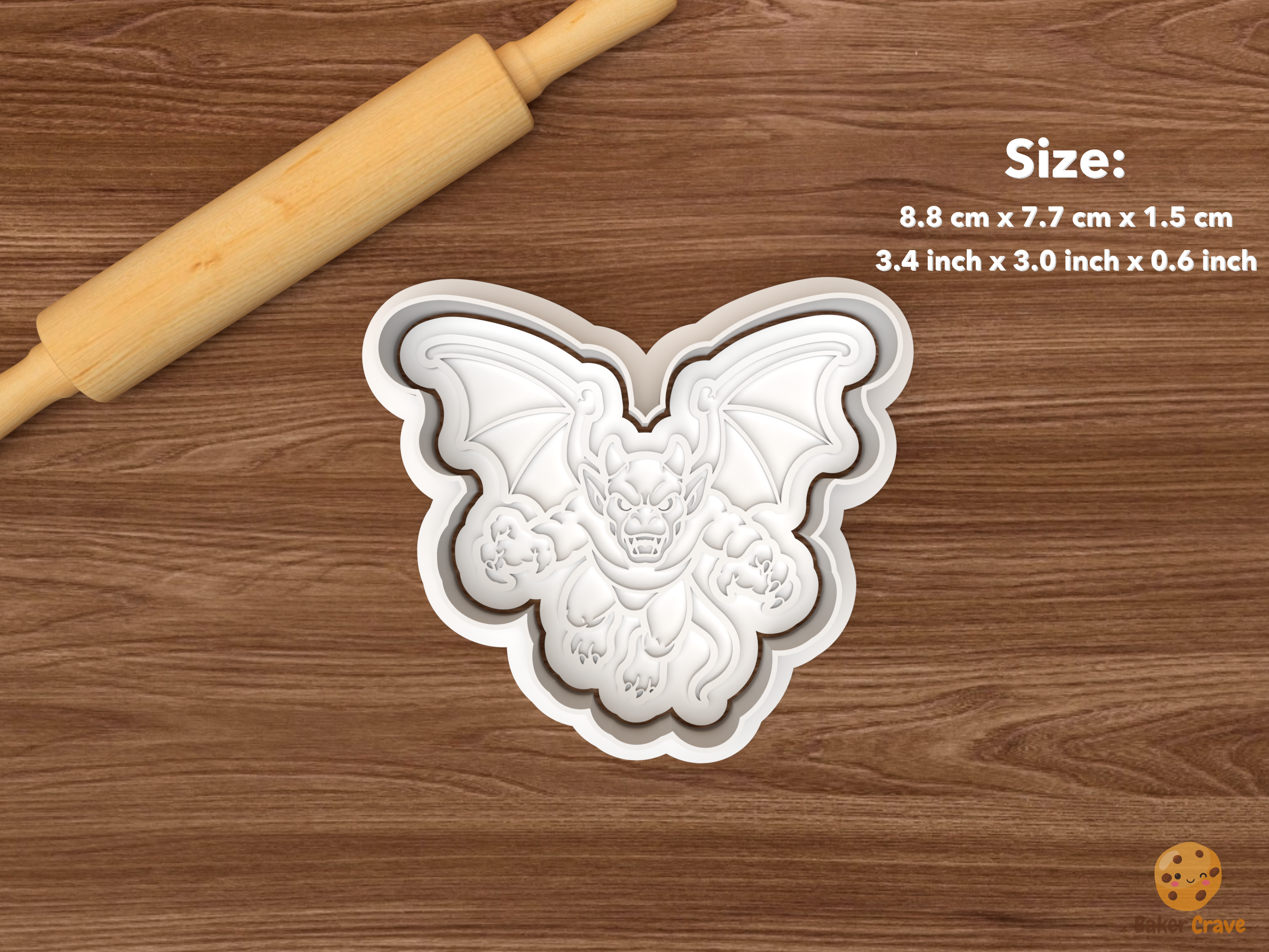 Halloween Gargoyle Cookie Cutter Set STL File - single flying gargoyle