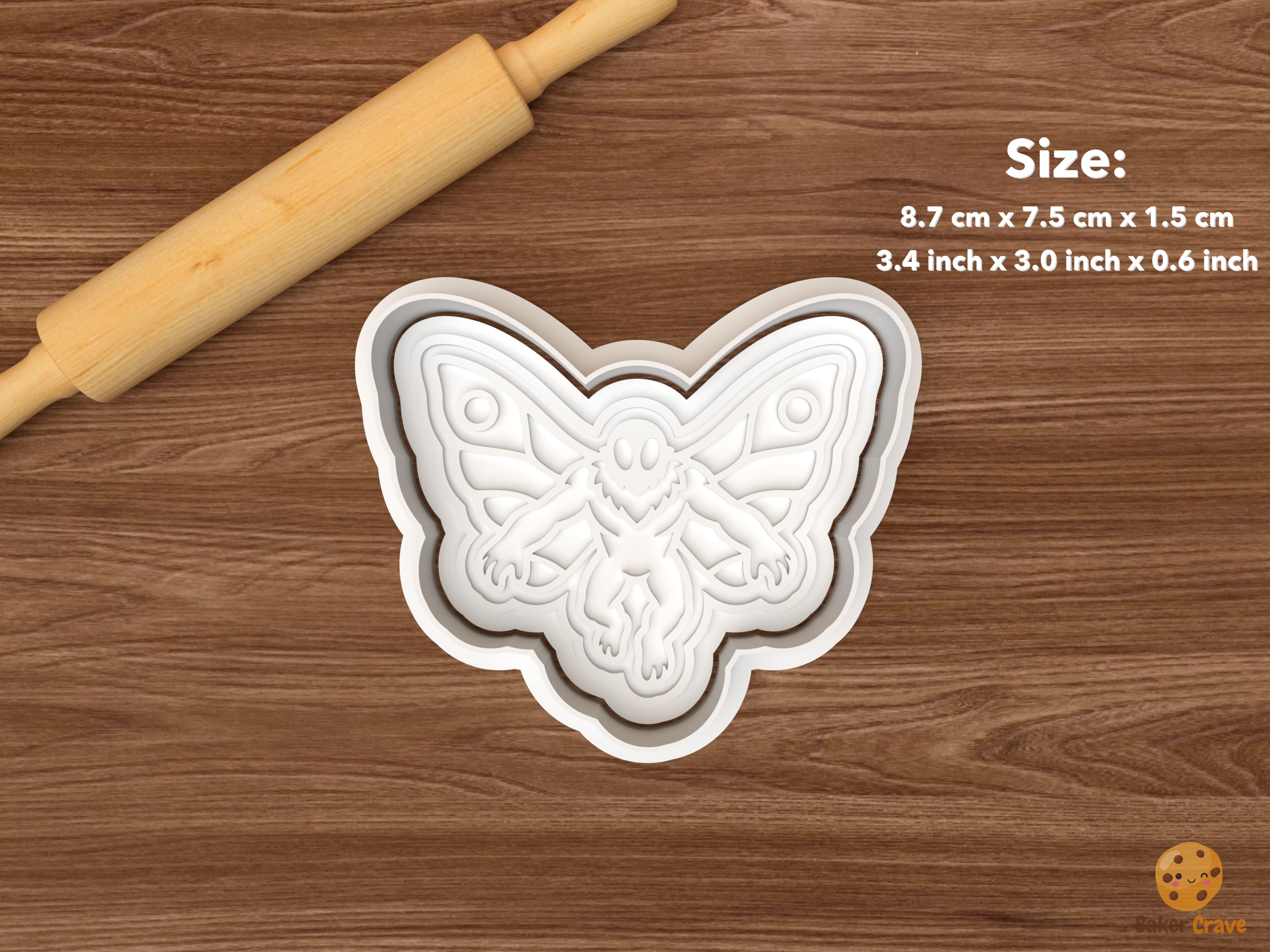 Halloween Mothman Cookie Cutter Set STL File - single flying mothman
