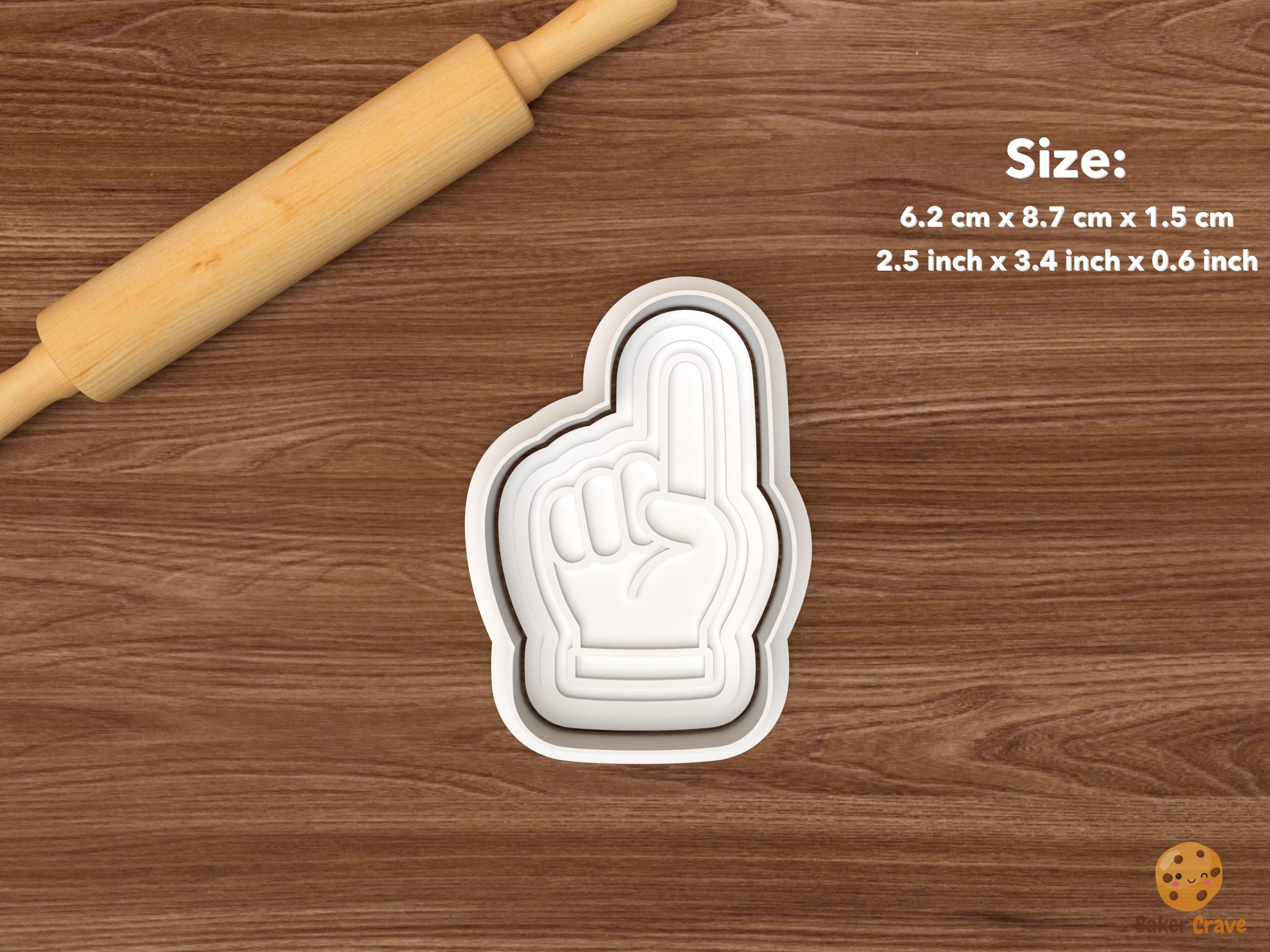 Number One Fan Cookie Cutter Set STL File - single foam finger