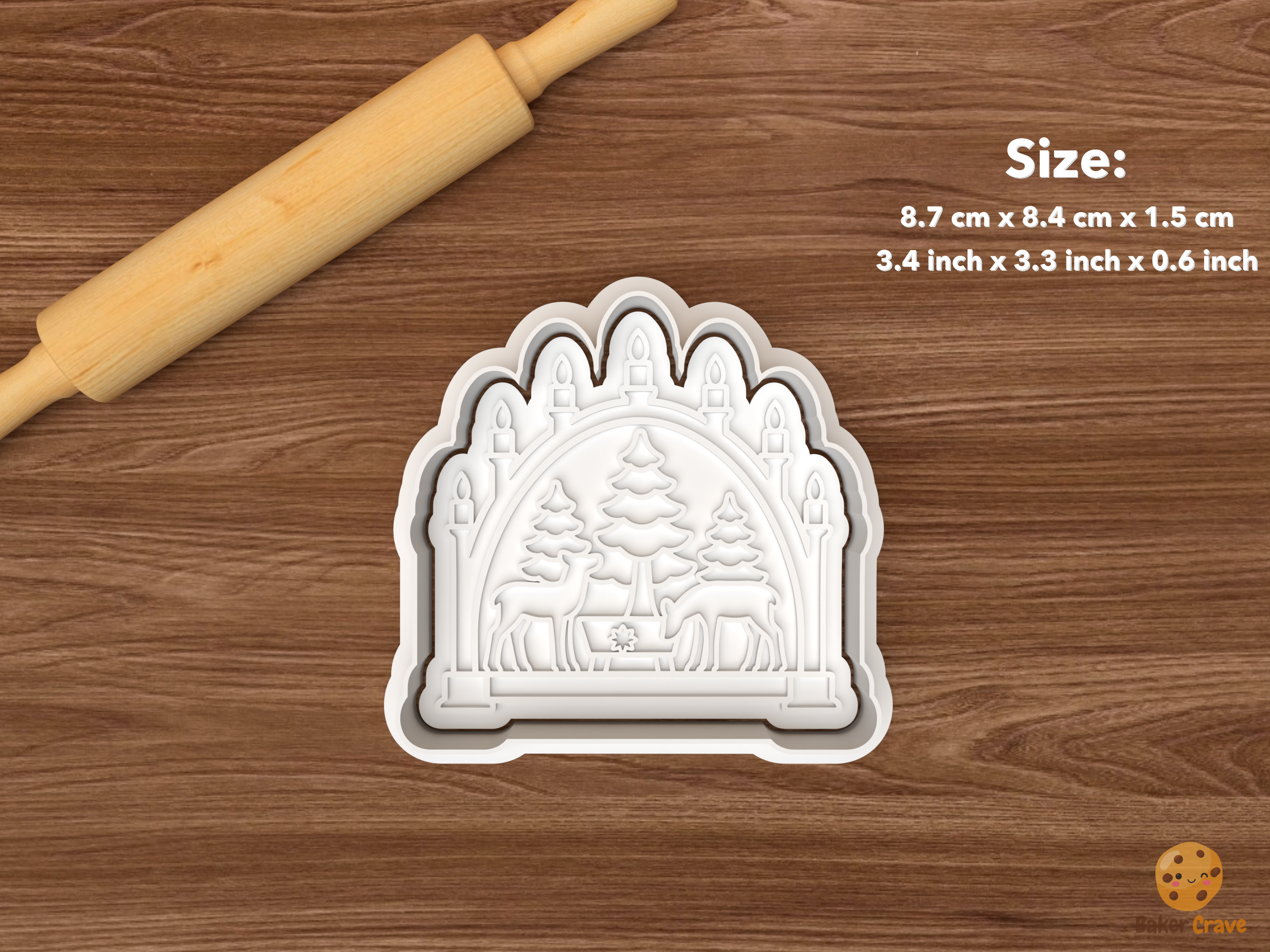 German Schwibbogen Candle Arch Cookie Cutter Set STL File - single forest deer candle arch