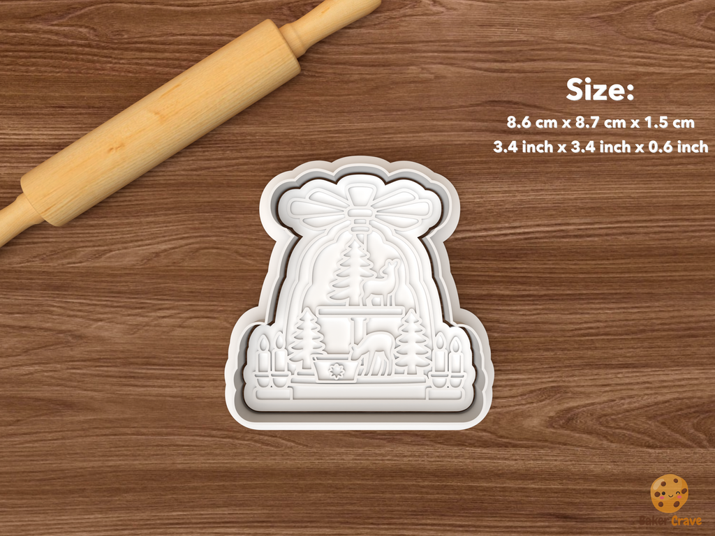 German Christmas Pyramid Cookie Cutter Set STL File - single forest deer christmas pyramid