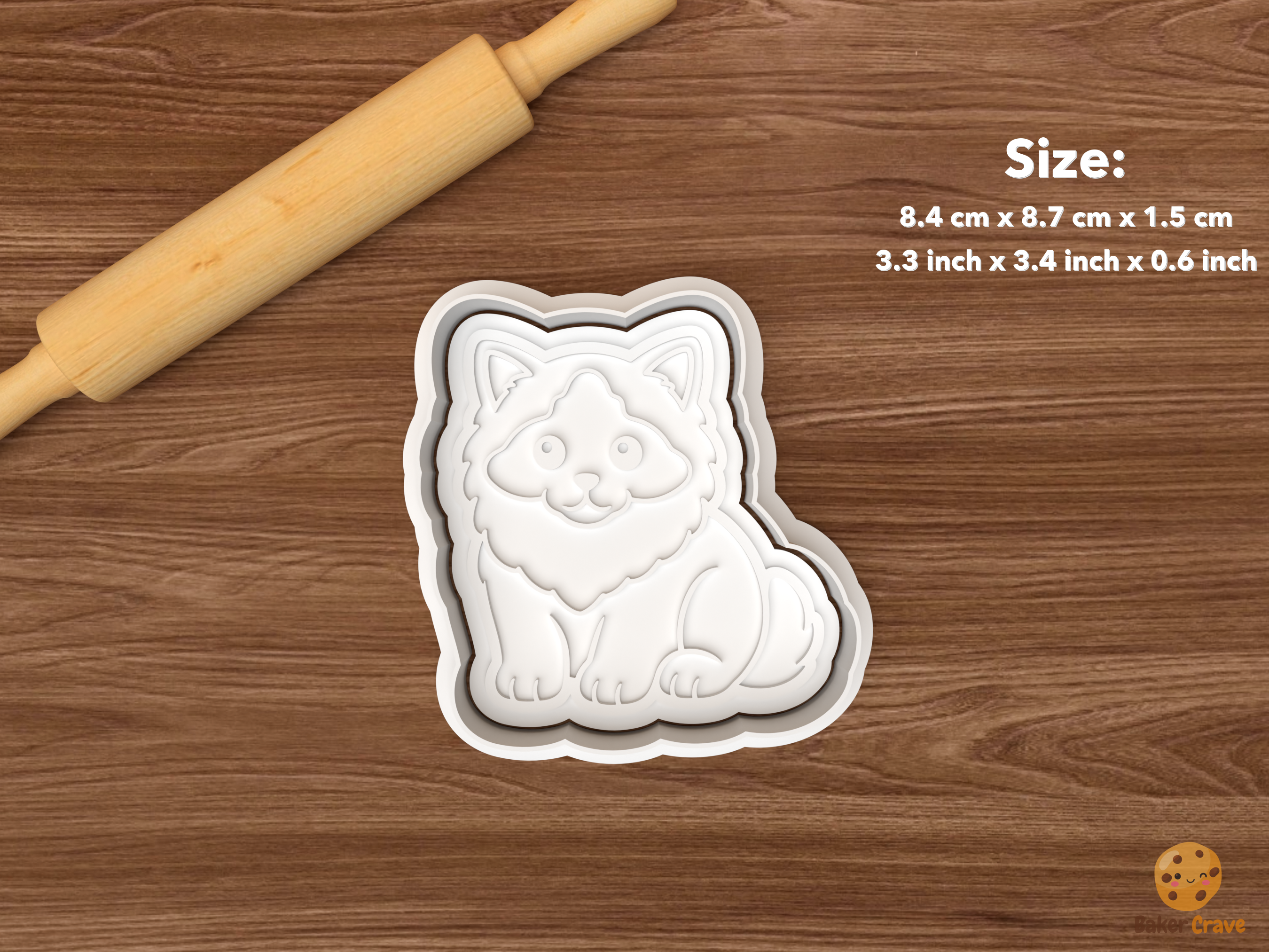 Ragdoll Cat Cookie Cutter Set STL File - single front seated ragdoll cat