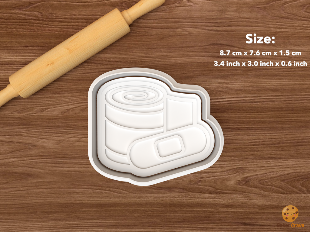 First Aid Safety Cookie Cutter Set STL File - single gauze roll with bandage