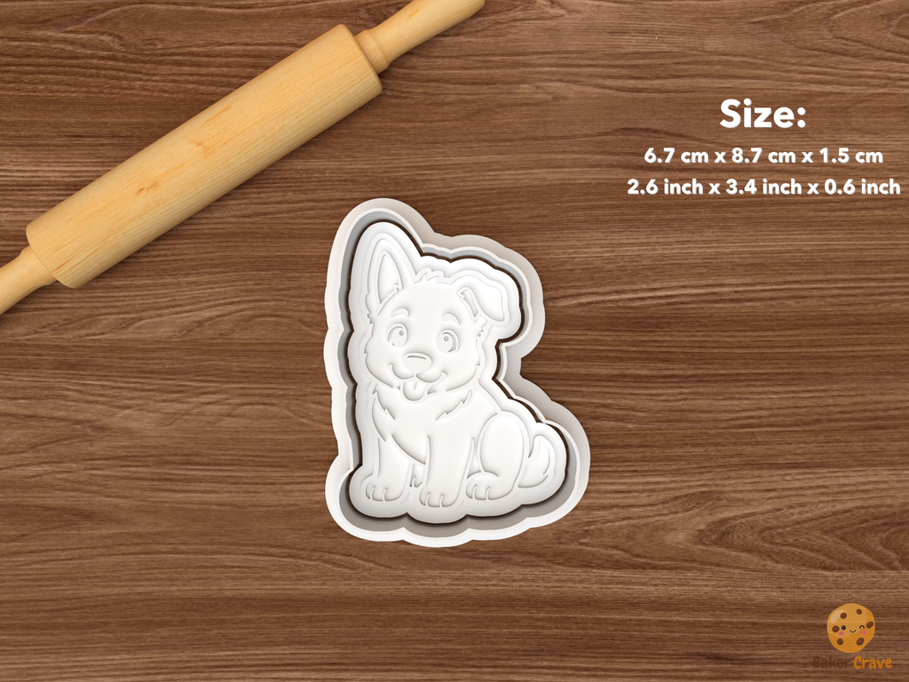 German Shepherd Dog Cookie Cutter Set STL File - single german shepherd puppy