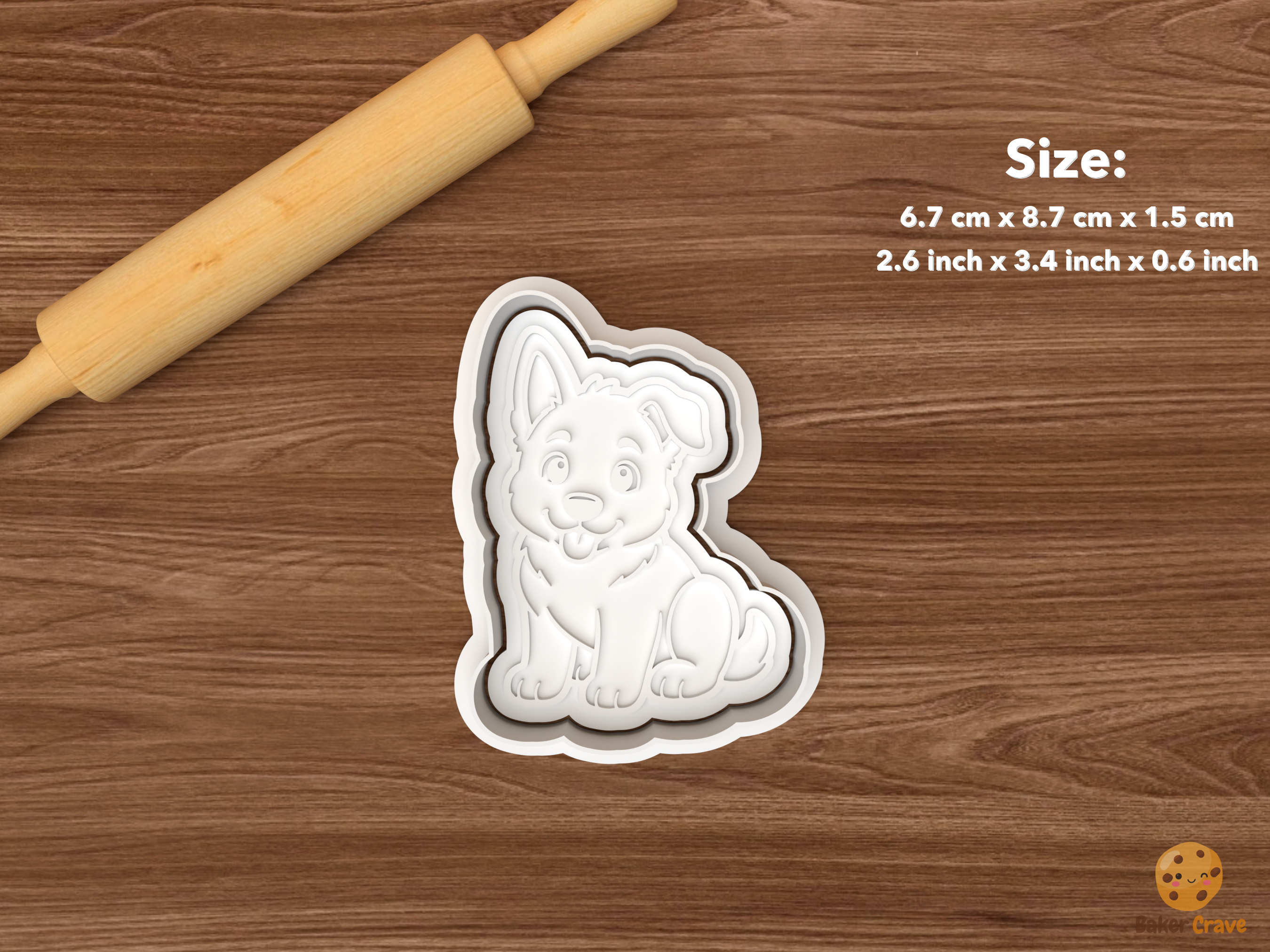 German Shepherd Dog Cookie Cutter Set STL File - single german shepherd puppy