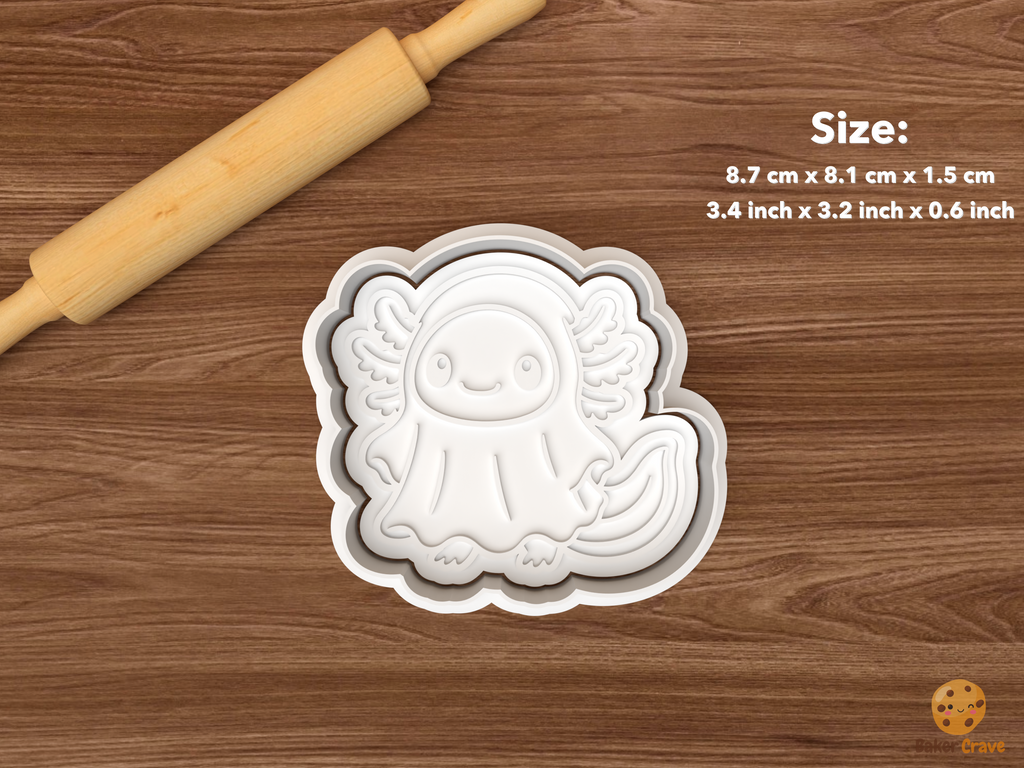 Halloween Axolotl Cookie Cutter Set STL File - single ghost axolotl