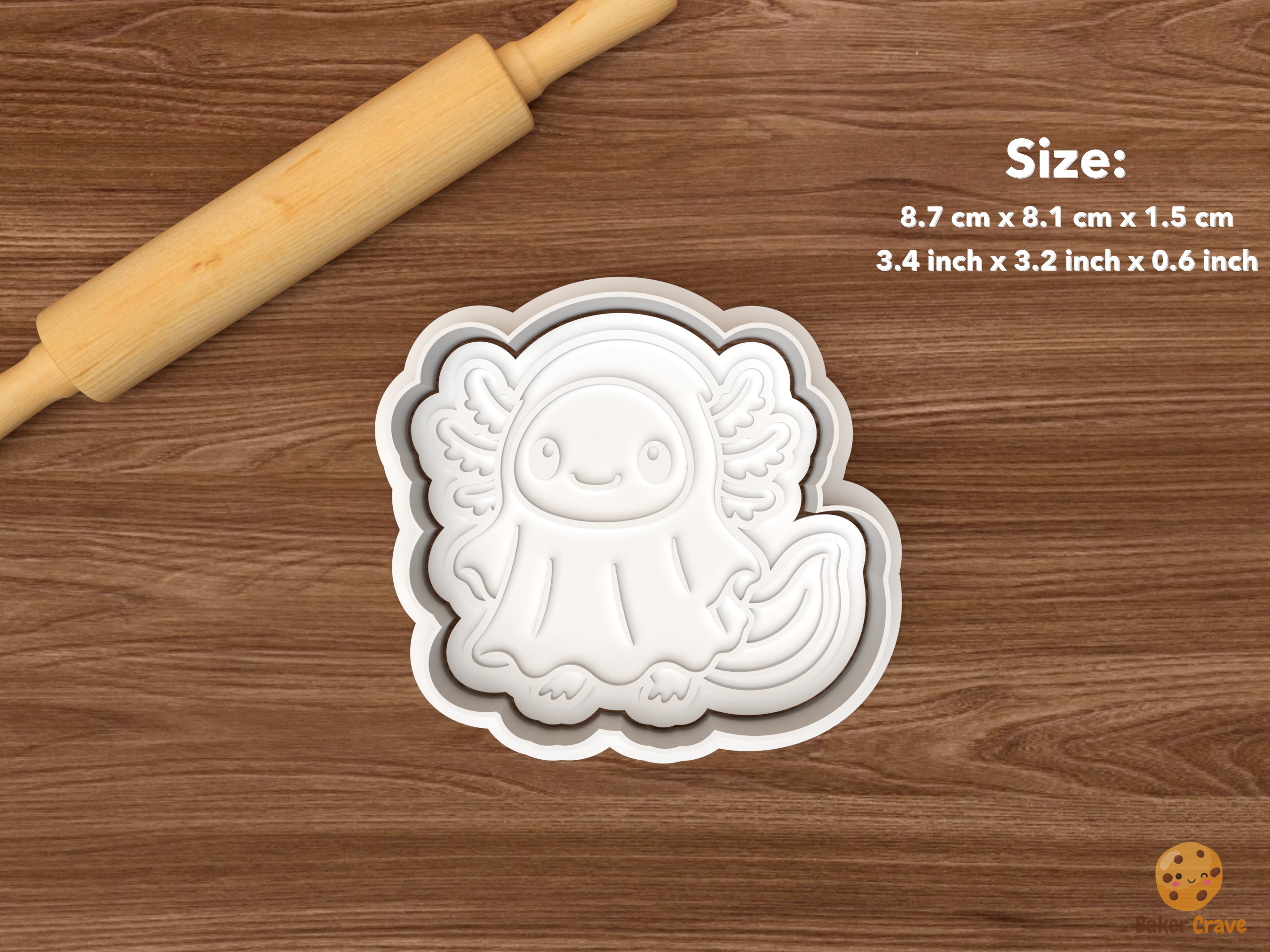 Halloween Axolotl Cookie Cutter Set STL File - single ghost axolotl