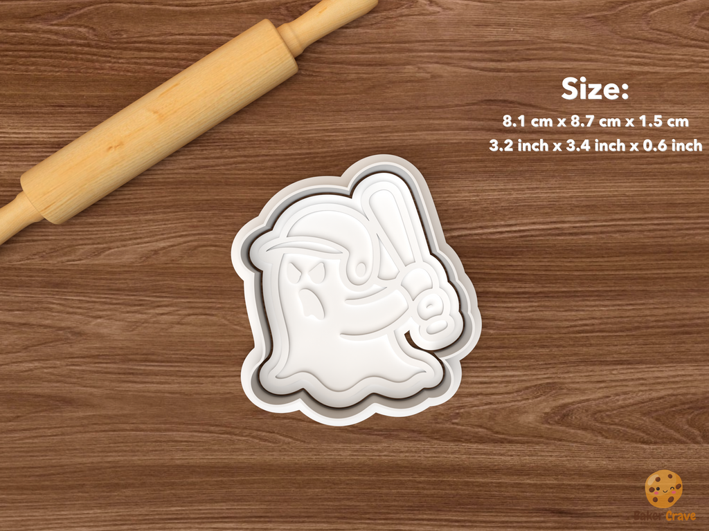 Halloween Baseball Cookie Cutter Set STL File - single ghost batter