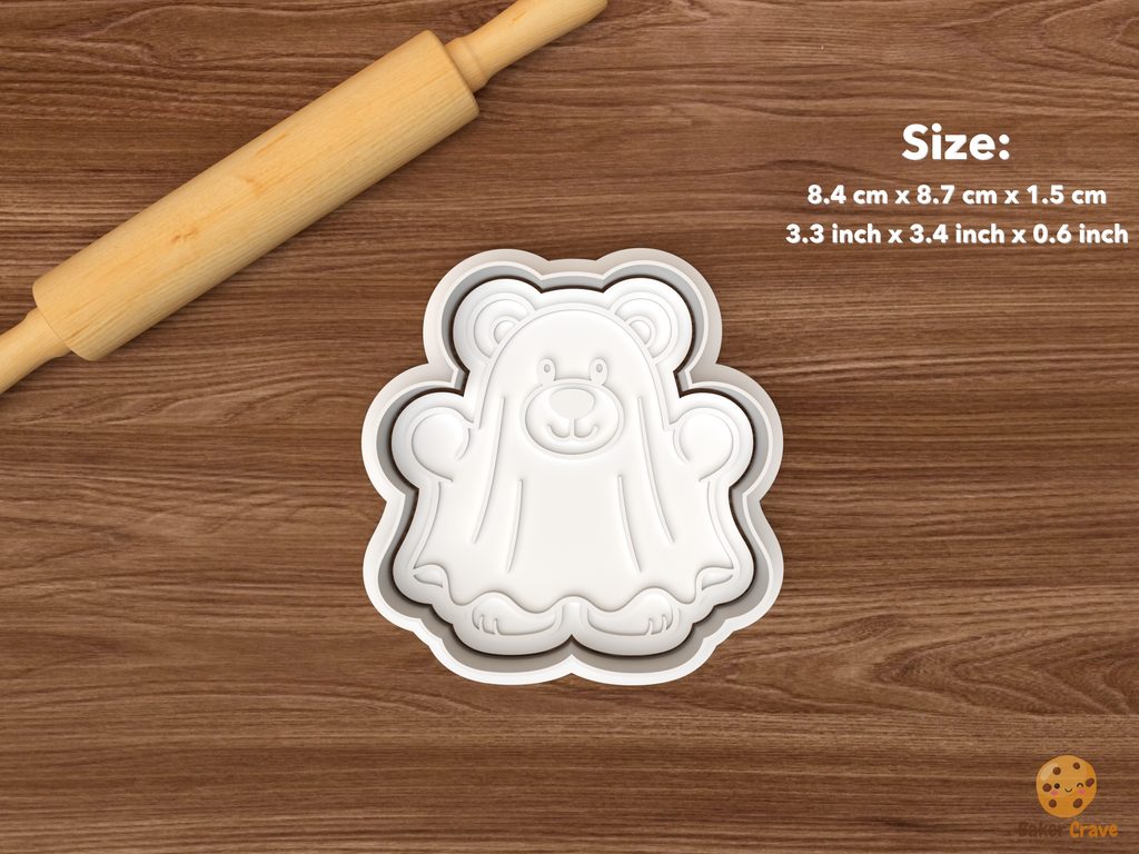 Halloween Bear Cookie Cutter Set STL File - single ghost bear