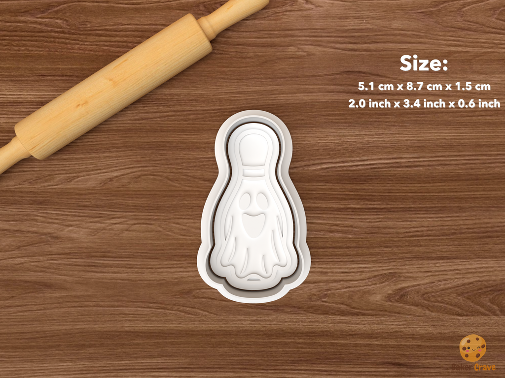 Halloween Bowling Cookie Cutter Set STL File - single ghost bowling pin