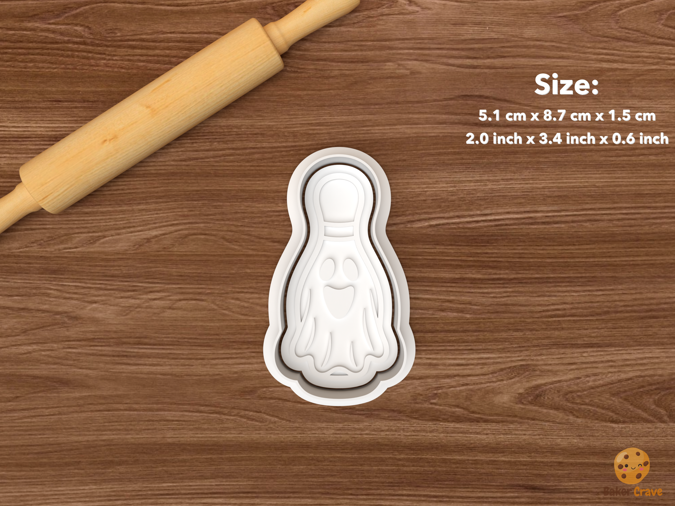 Halloween Bowling Cookie Cutter Set STL File - single ghost bowling pin