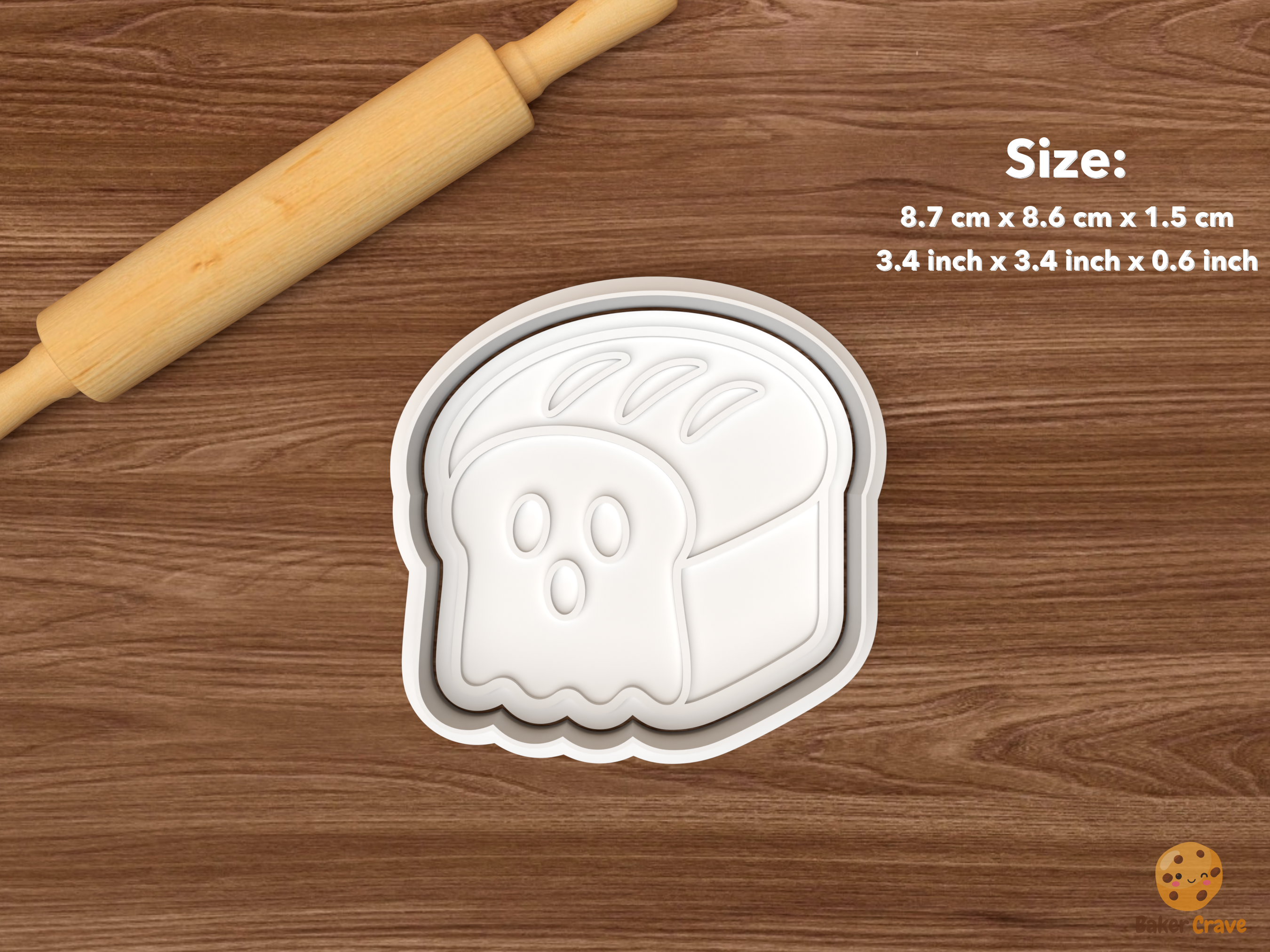 Halloween Bakery Cookie Cutter Set STL File - single ghost bread loaf
