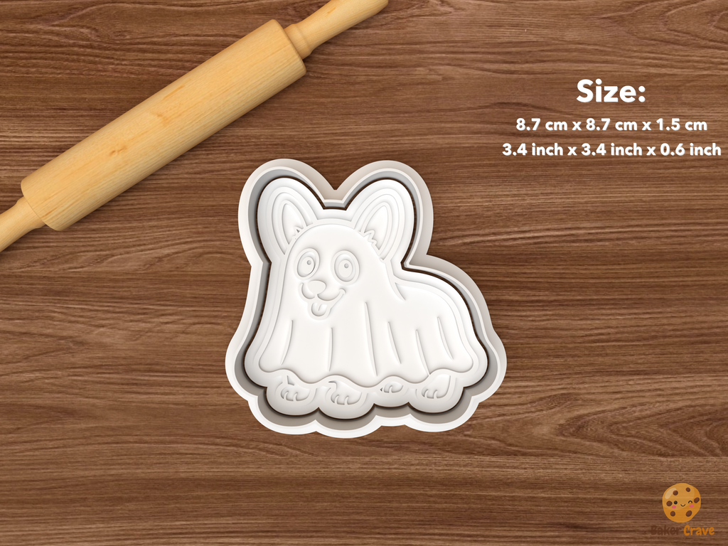 Halloween Corgi Dog Cookie Cutter Set STL File - single ghost corgi