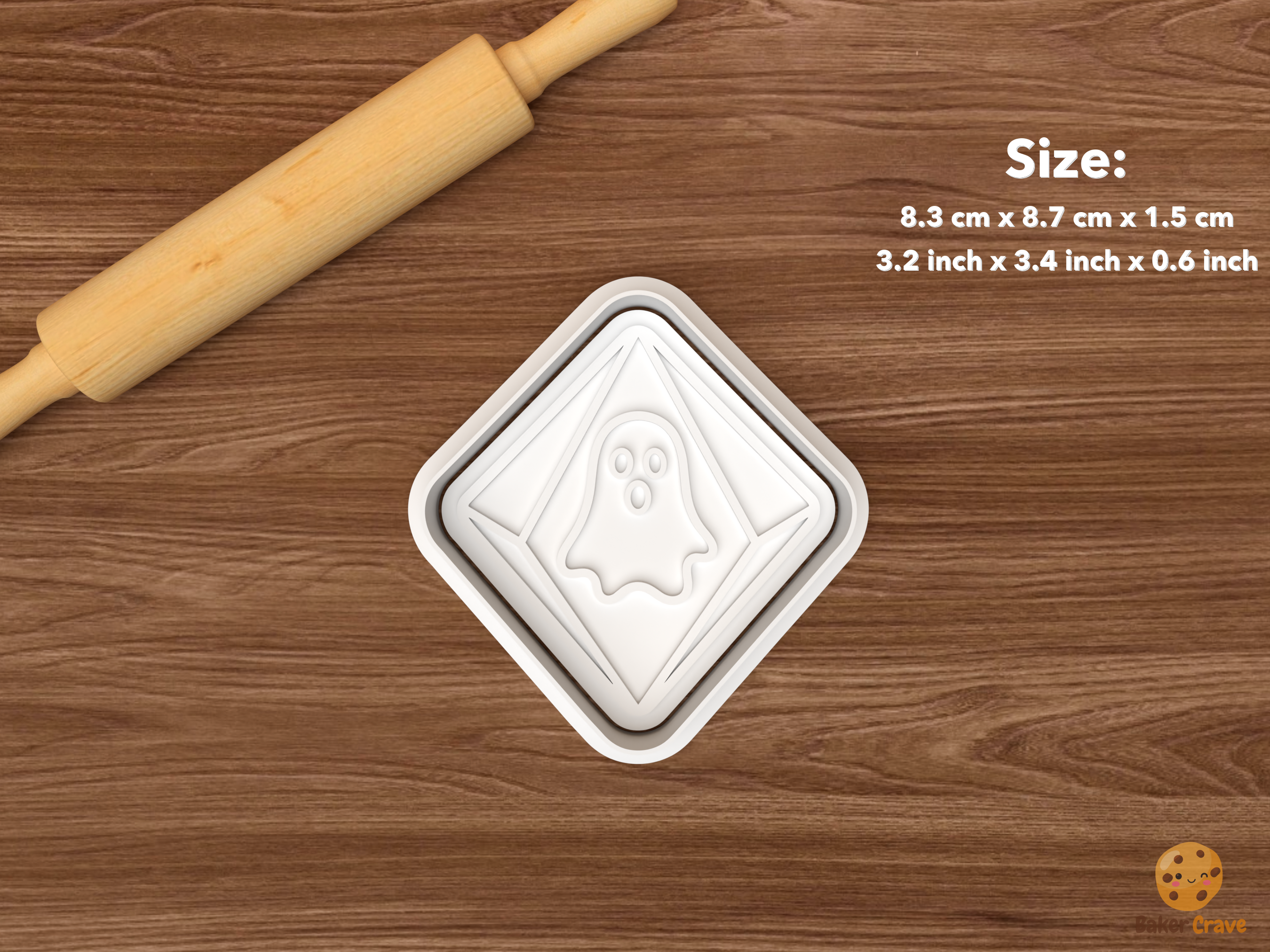 Halloween Tabletop Dice Cookie Cutter Set STL File - single ghost d4 die