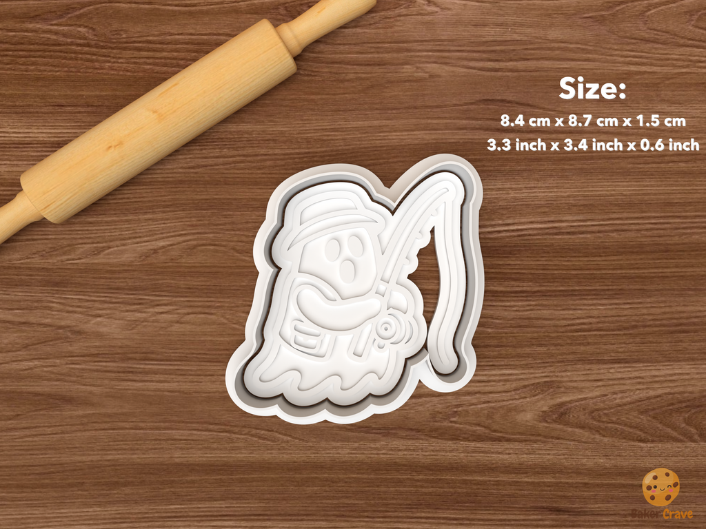 Halloween Fishing Cookie Cutter Set STL File - single ghost fisherman