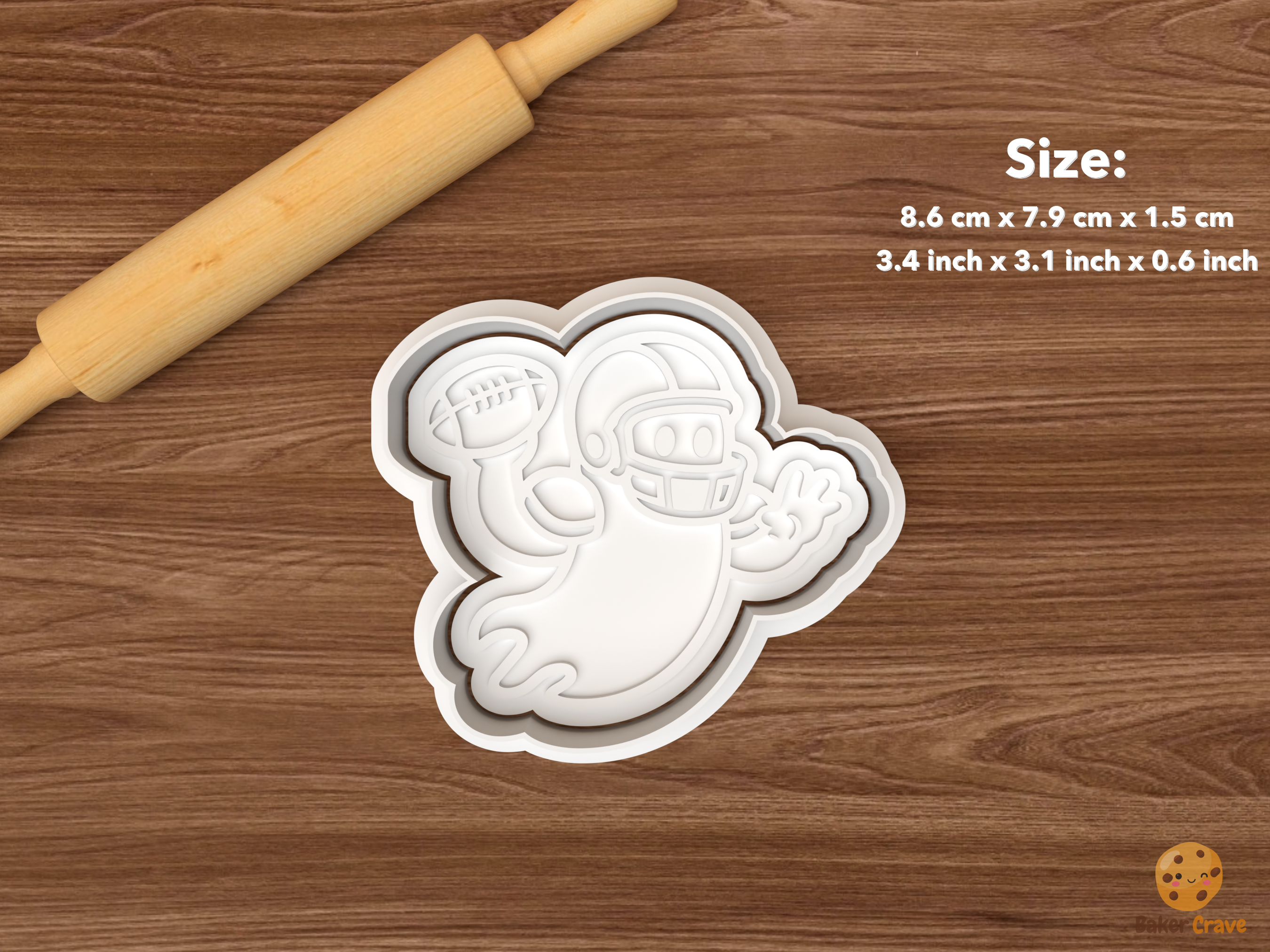 Halloween American Football Cookie Cutter Set STL File - single ghost football player