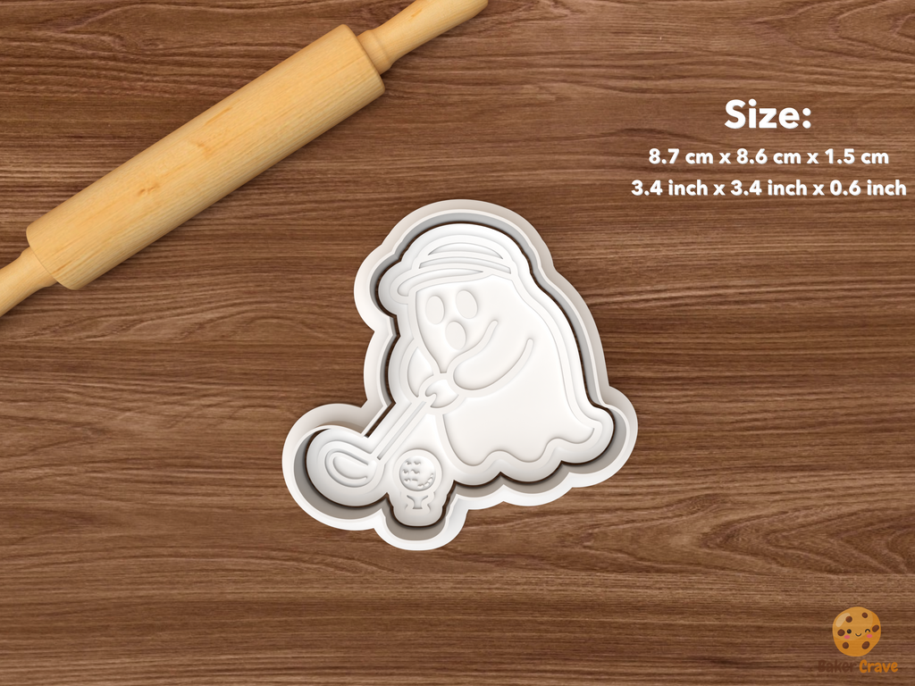 Halloween Golf Cookie Cutter Set STL File - single ghost golfer