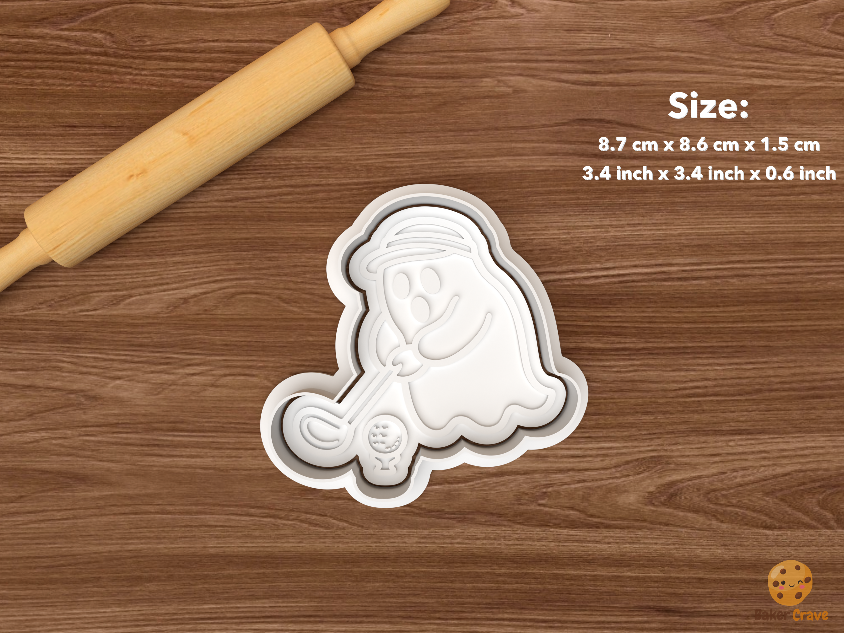 Halloween Golf Cookie Cutter Set STL File - single ghost golfer