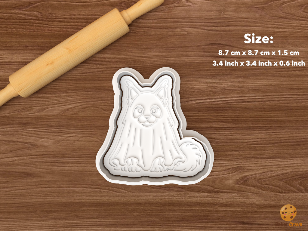 Halloween Maine Coon Cat Cookie Cutter Set STL File - single ghost halloween maine coon cat