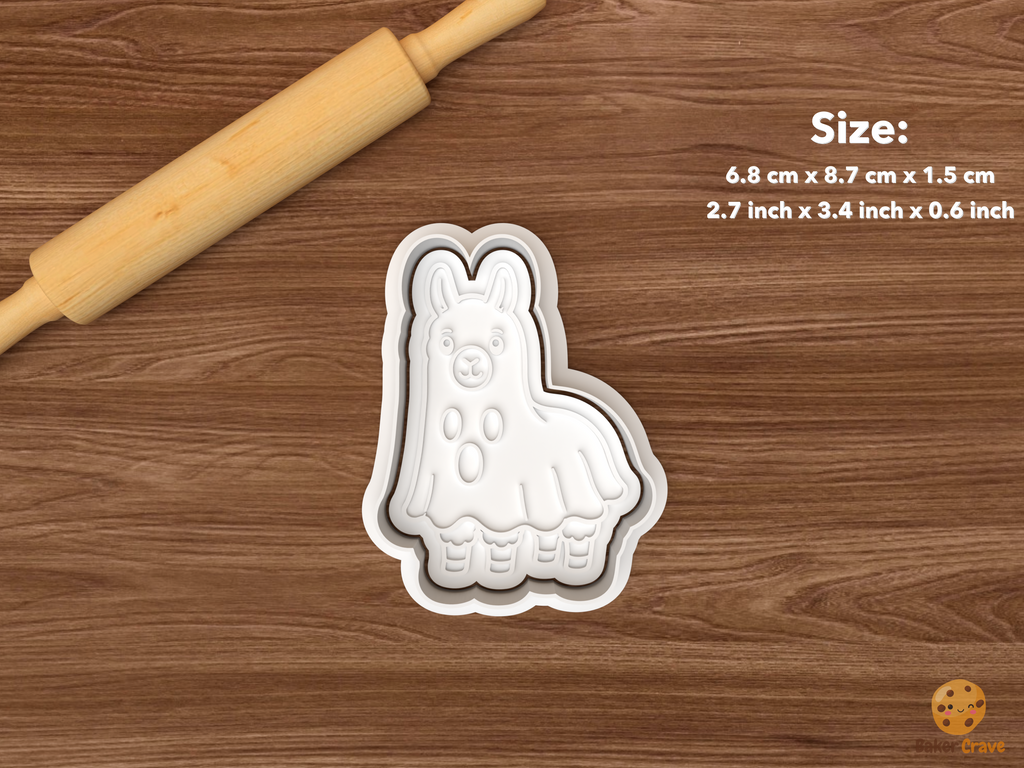 Halloween Llama Cookie Cutter Set STL File - single ghost llama