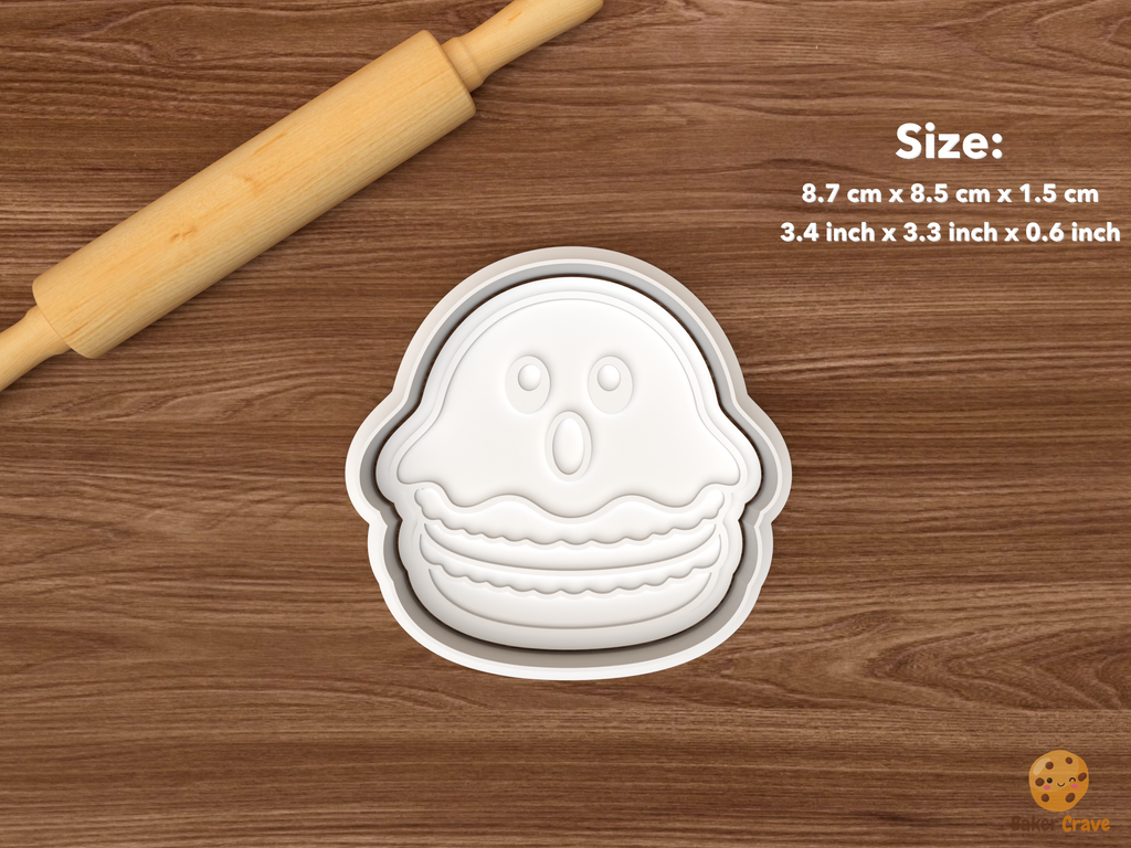 Halloween Macaron Cookie Cutter Set STL File - single ghost macaron