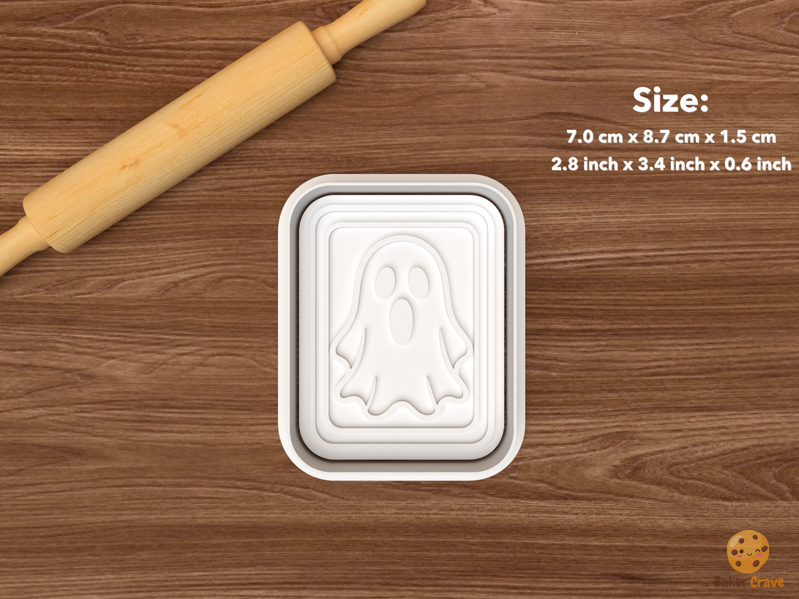 Halloween Mahjong Tile Cookie Cutter Set STL File - single ghost mahjong tile