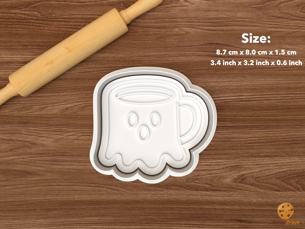 Spooky Coffee Shop Cookie Cutter Set STL File - single ghost mug