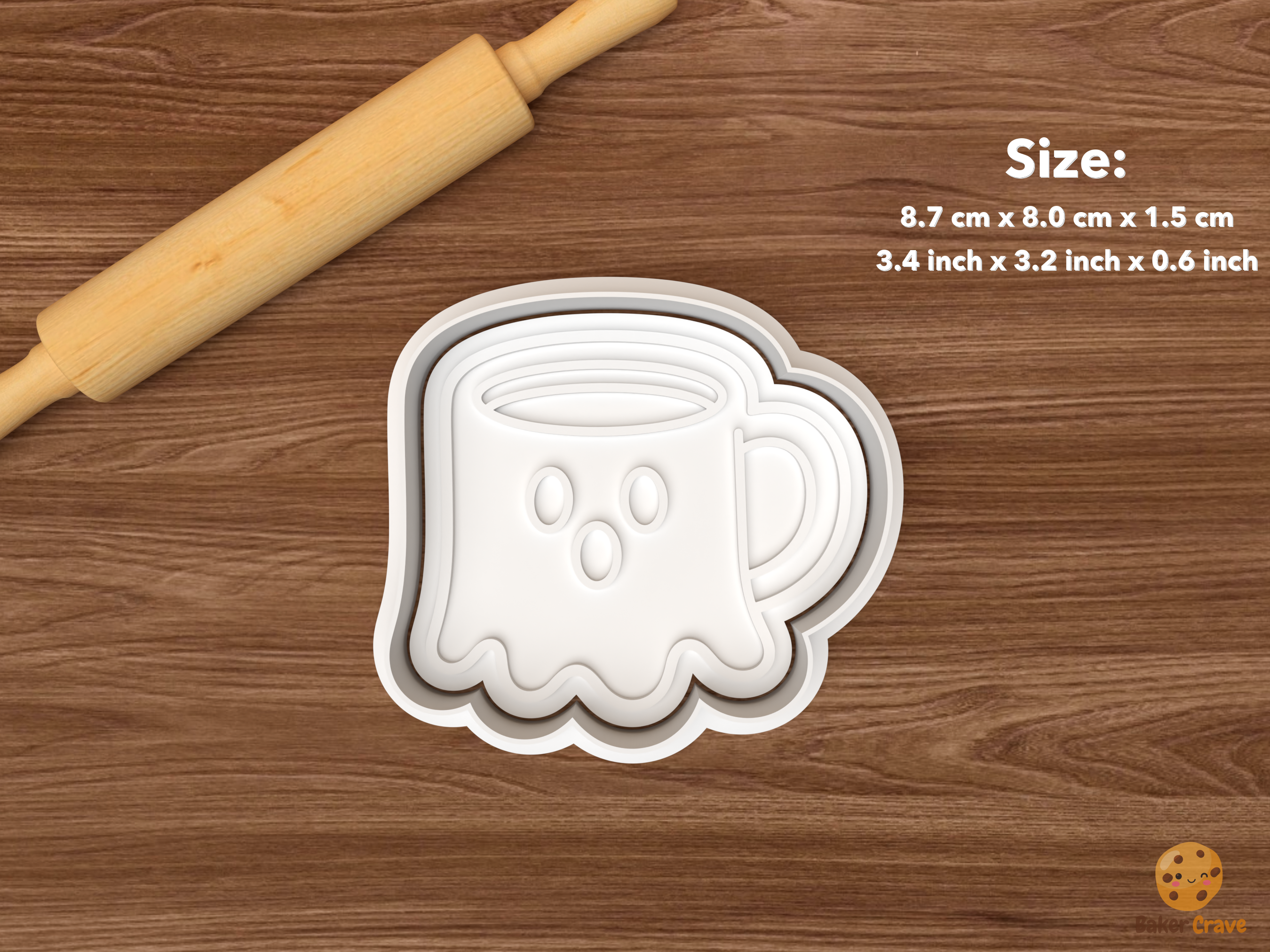 Spooky Coffee Shop Cookie Cutter Set STL File - single ghost mug
