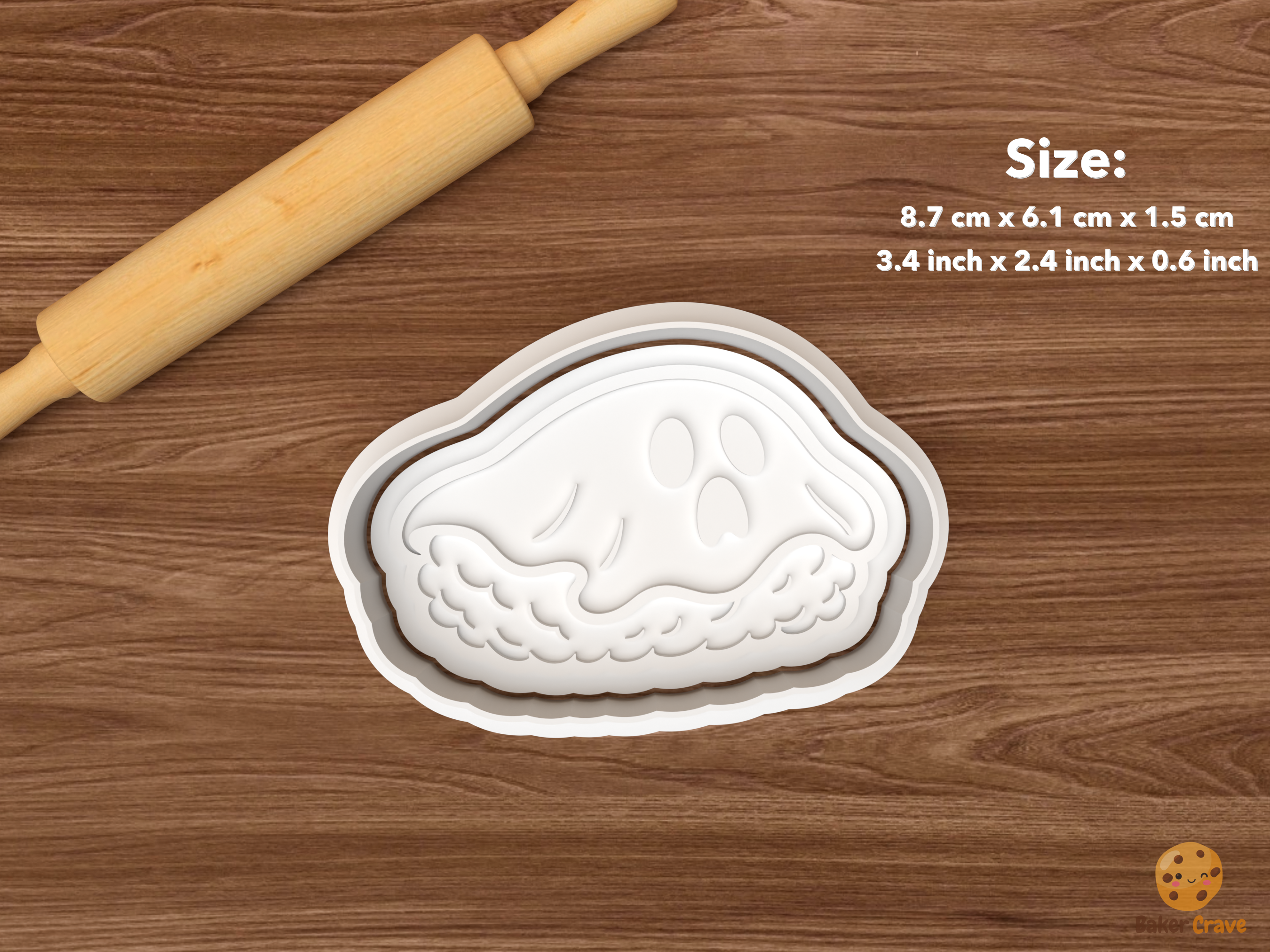 Halloween Sushi Cookie Cutter Set STL File - single ghost nigiri