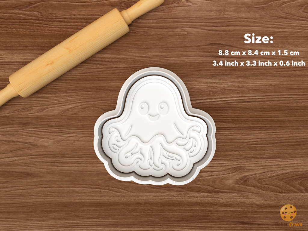 Halloween Octopus Cookie Cutter Set STL File - single ghost octopus