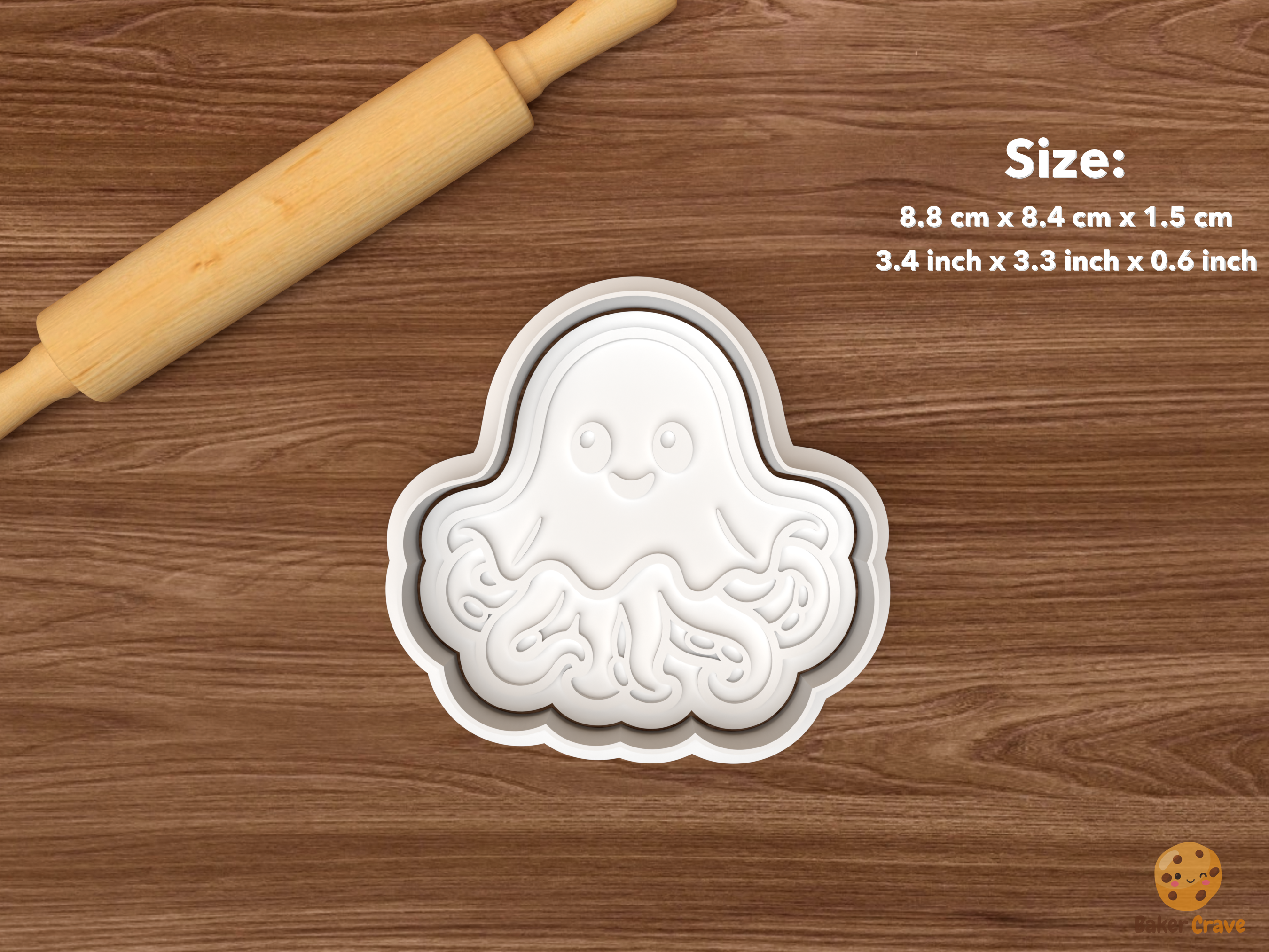 Halloween Octopus Cookie Cutter Set STL File - single ghost octopus