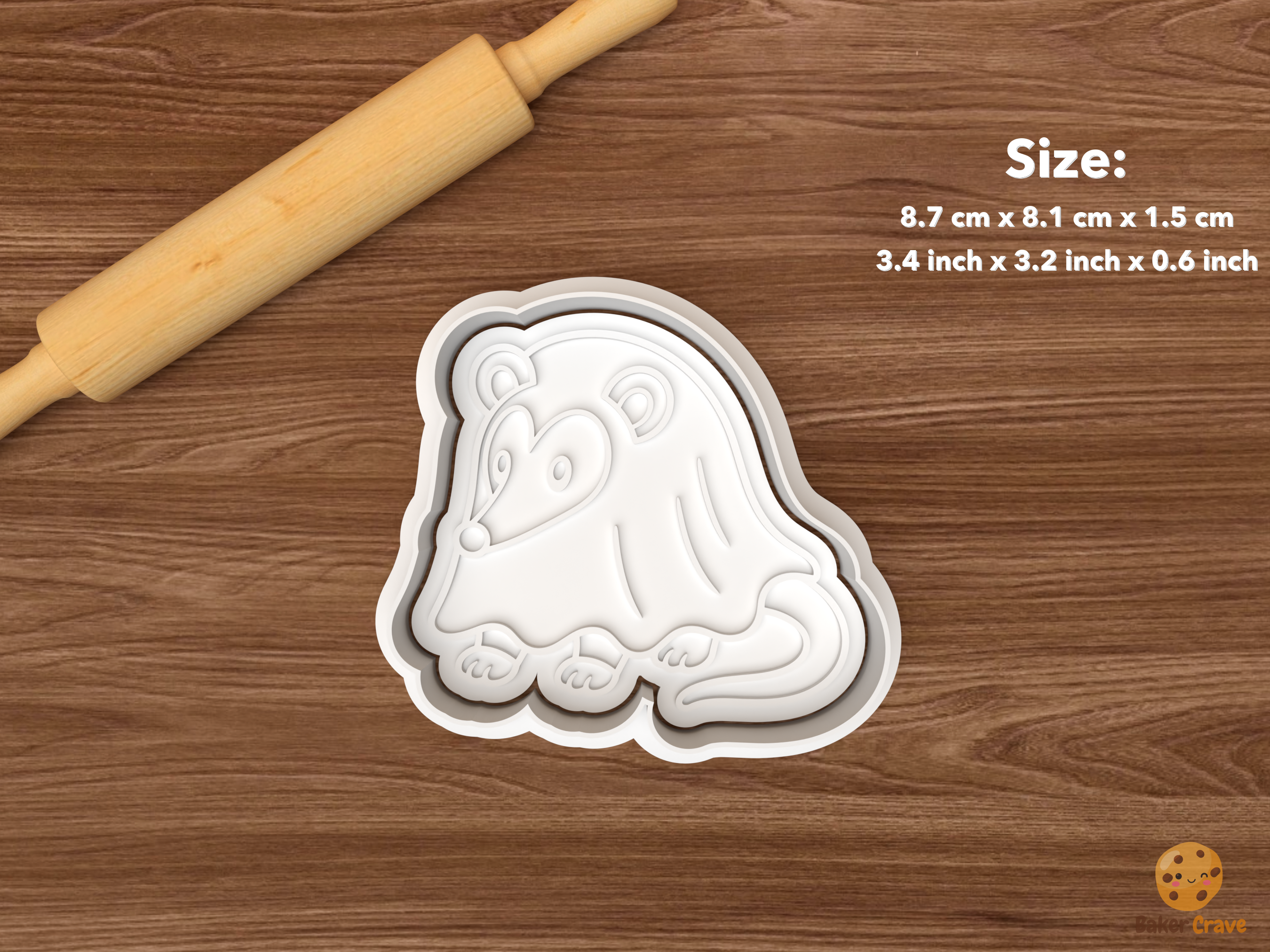 Halloween Opossum Cookie Cutter Set STL File - single ghost opossum
