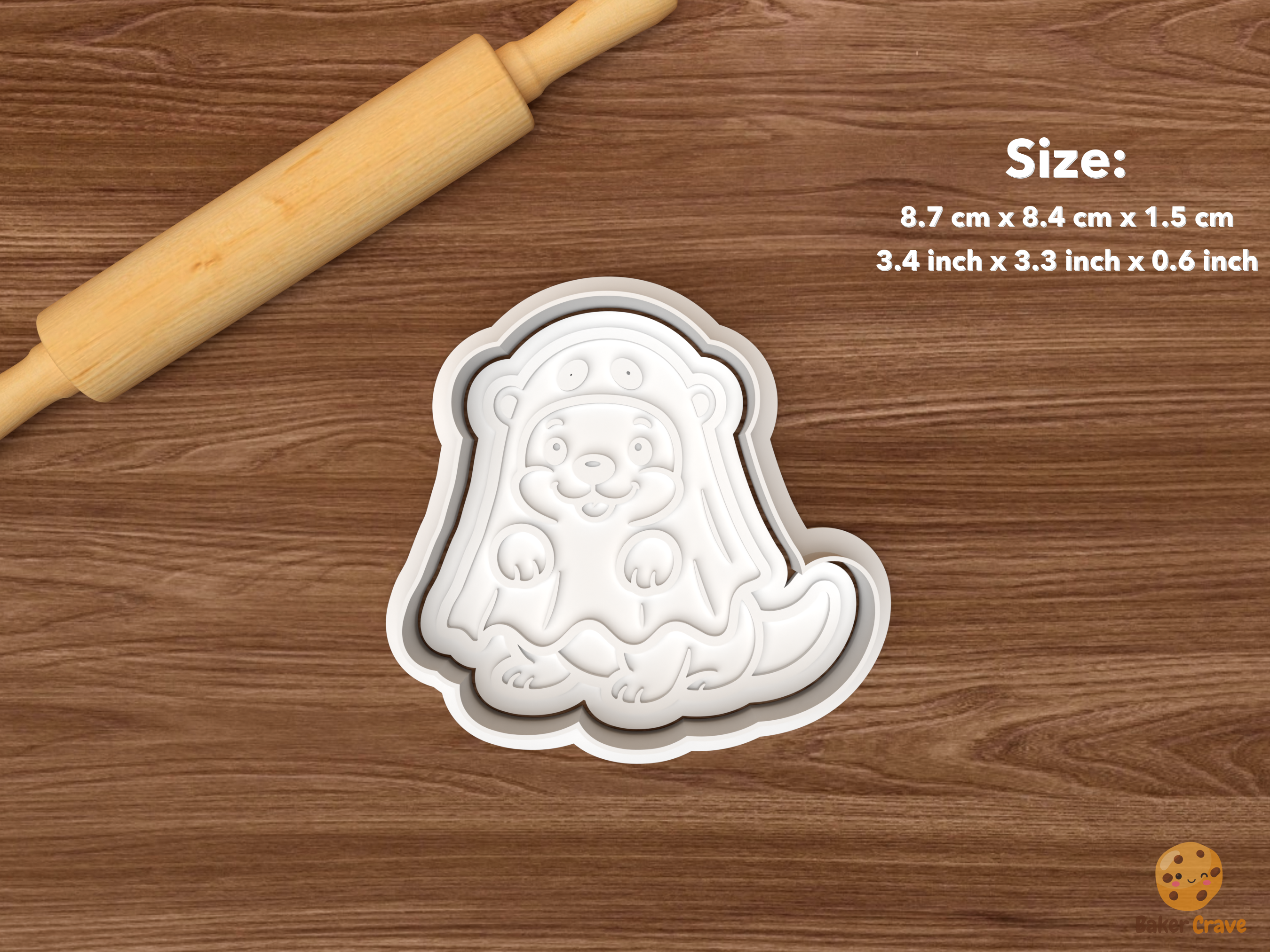Halloween Otter Cookie Cutter Set STL File - single ghost otter