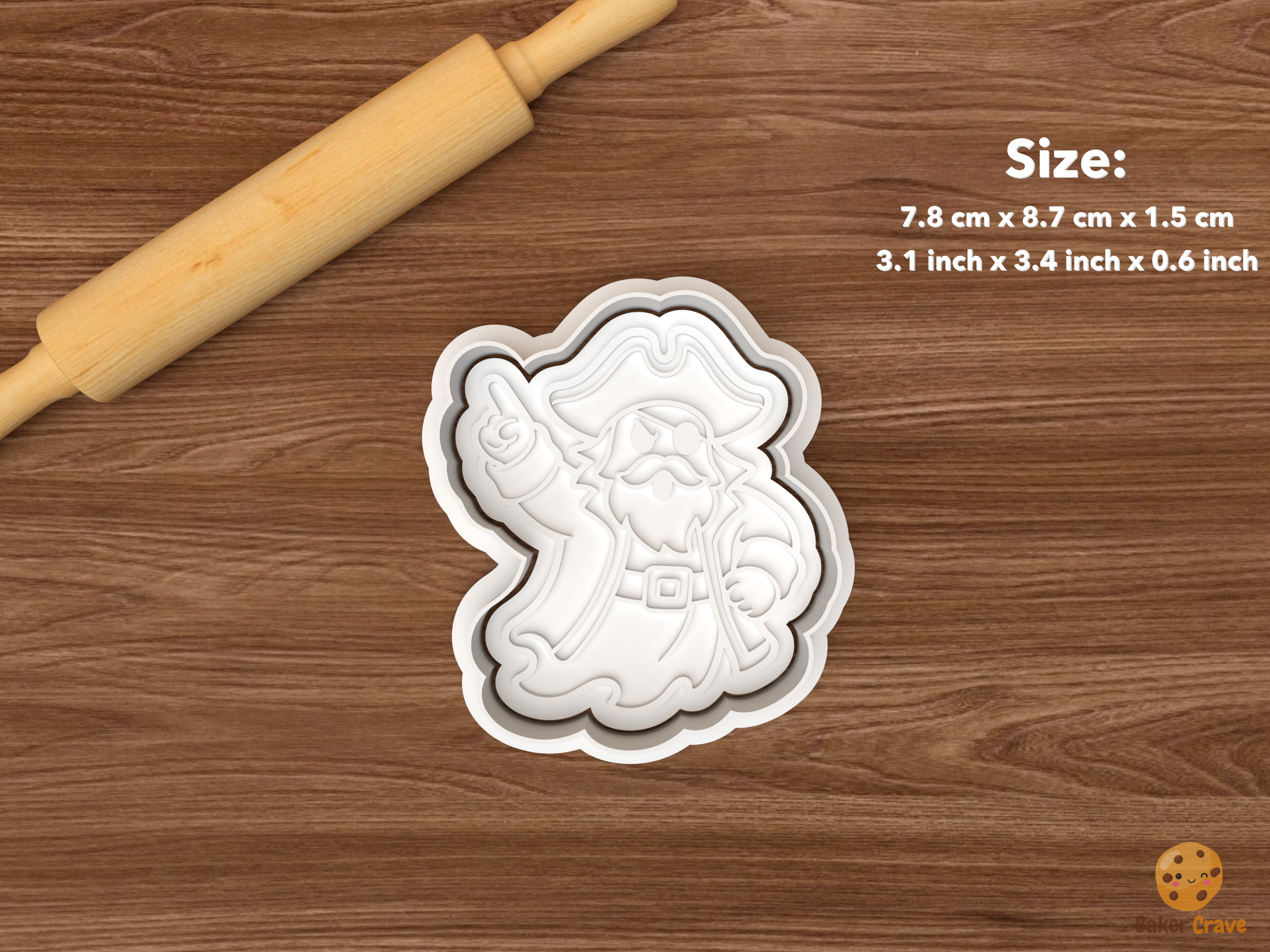 Halloween Ghost Pirate Cookie Cutter Set STL File - single ghost pirate captain pointing