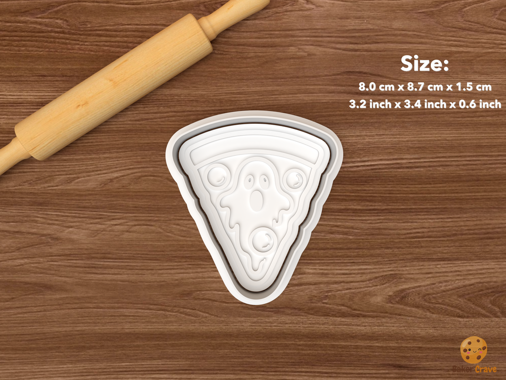 Halloween Pizza Cookie Cutter Set STL File - single ghost pizza slice