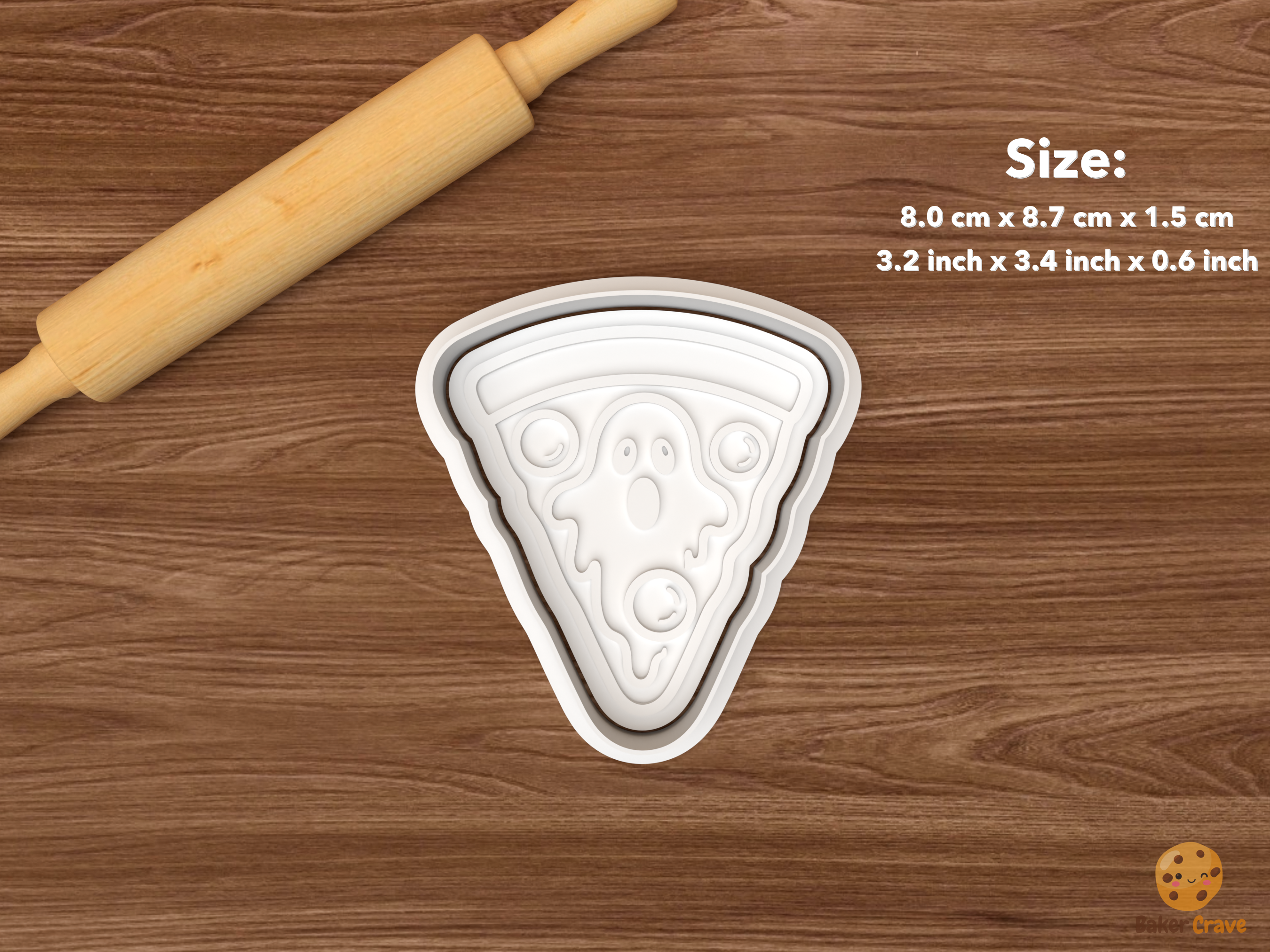 Halloween Pizza Cookie Cutter Set STL File - single ghost pizza slice