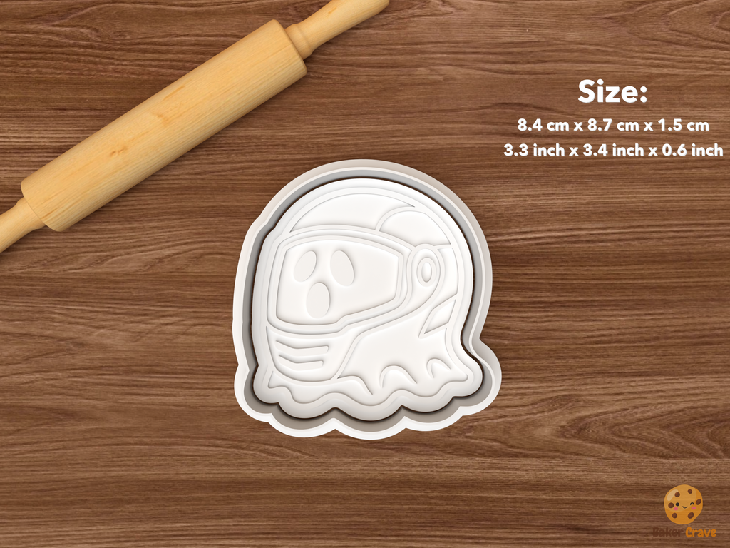 Halloween Motorsport Cookie Cutter Set STL File - single ghost racing helmet