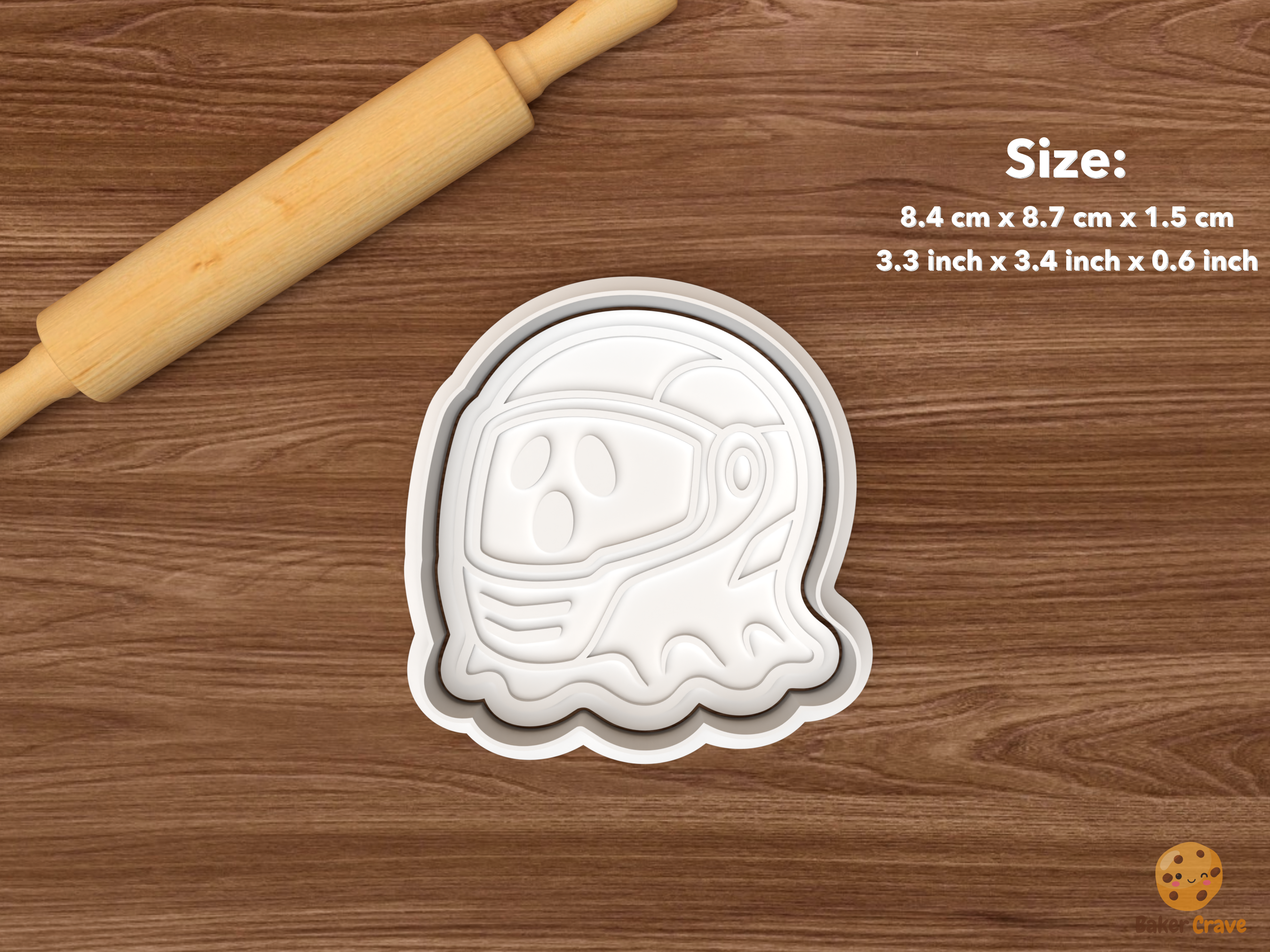 Halloween Motorsport Cookie Cutter Set STL File - single ghost racing helmet