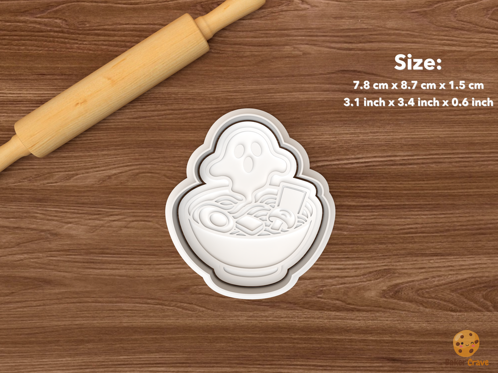 Halloween Ramen Cookie Cutter Set STL File - single ghost ramen bowl