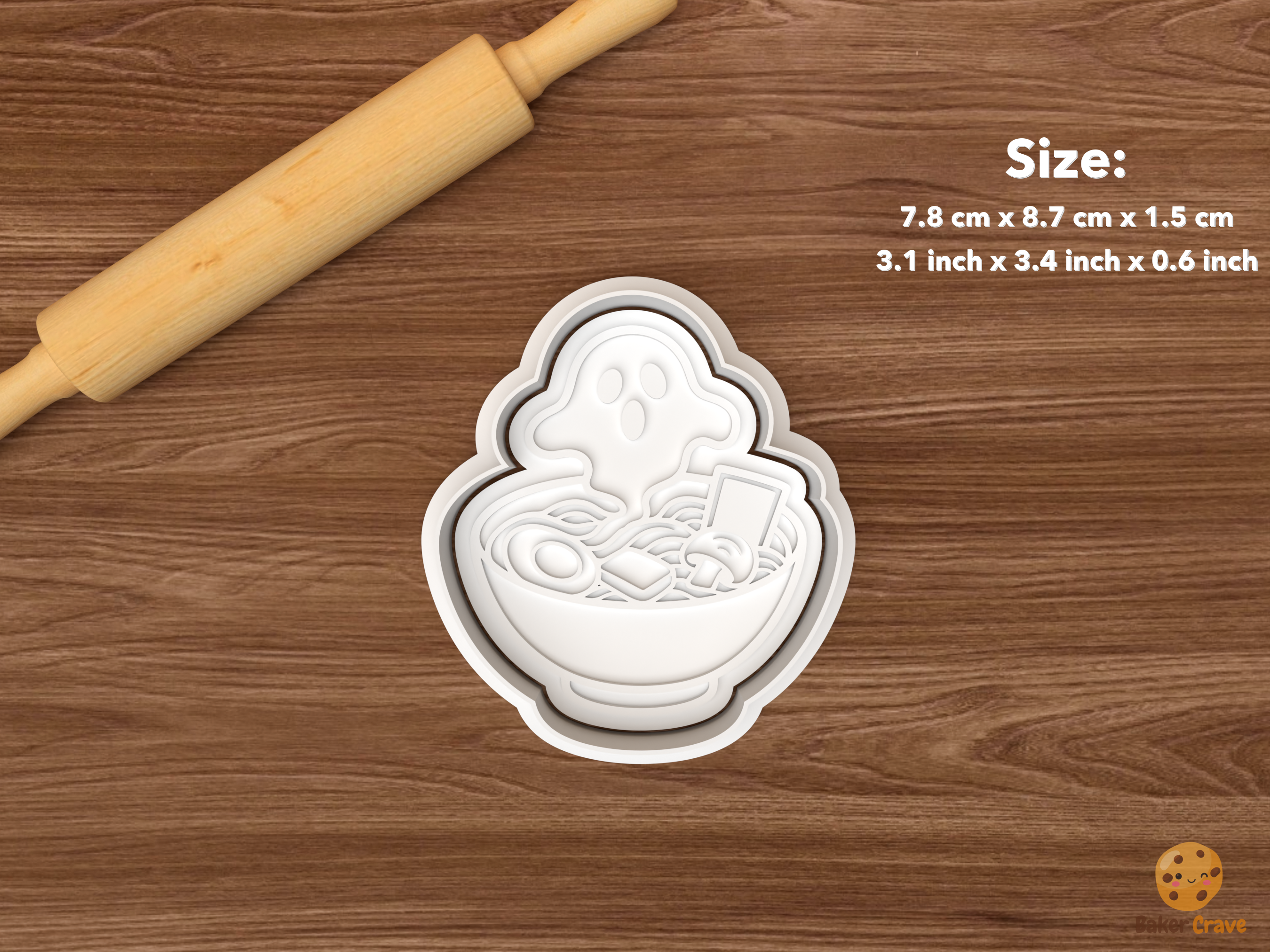 Halloween Ramen Cookie Cutter Set STL File - single ghost ramen bowl