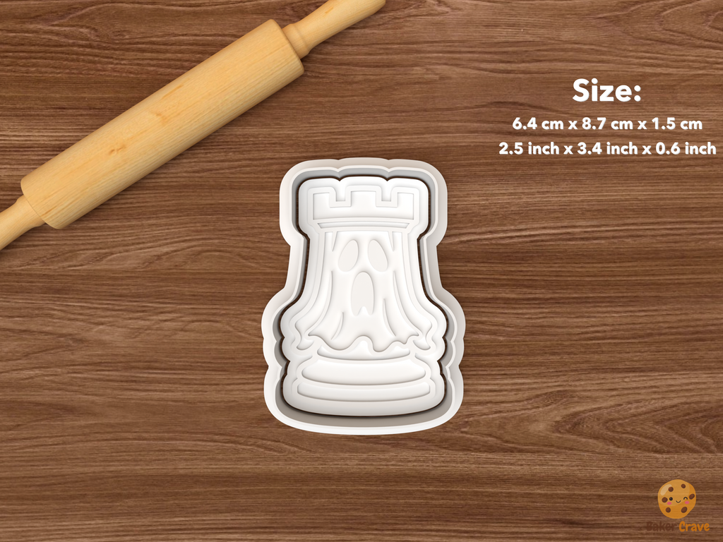 Halloween Chess Piece Cookie Cutter Set STL File - single ghost rook chess piece