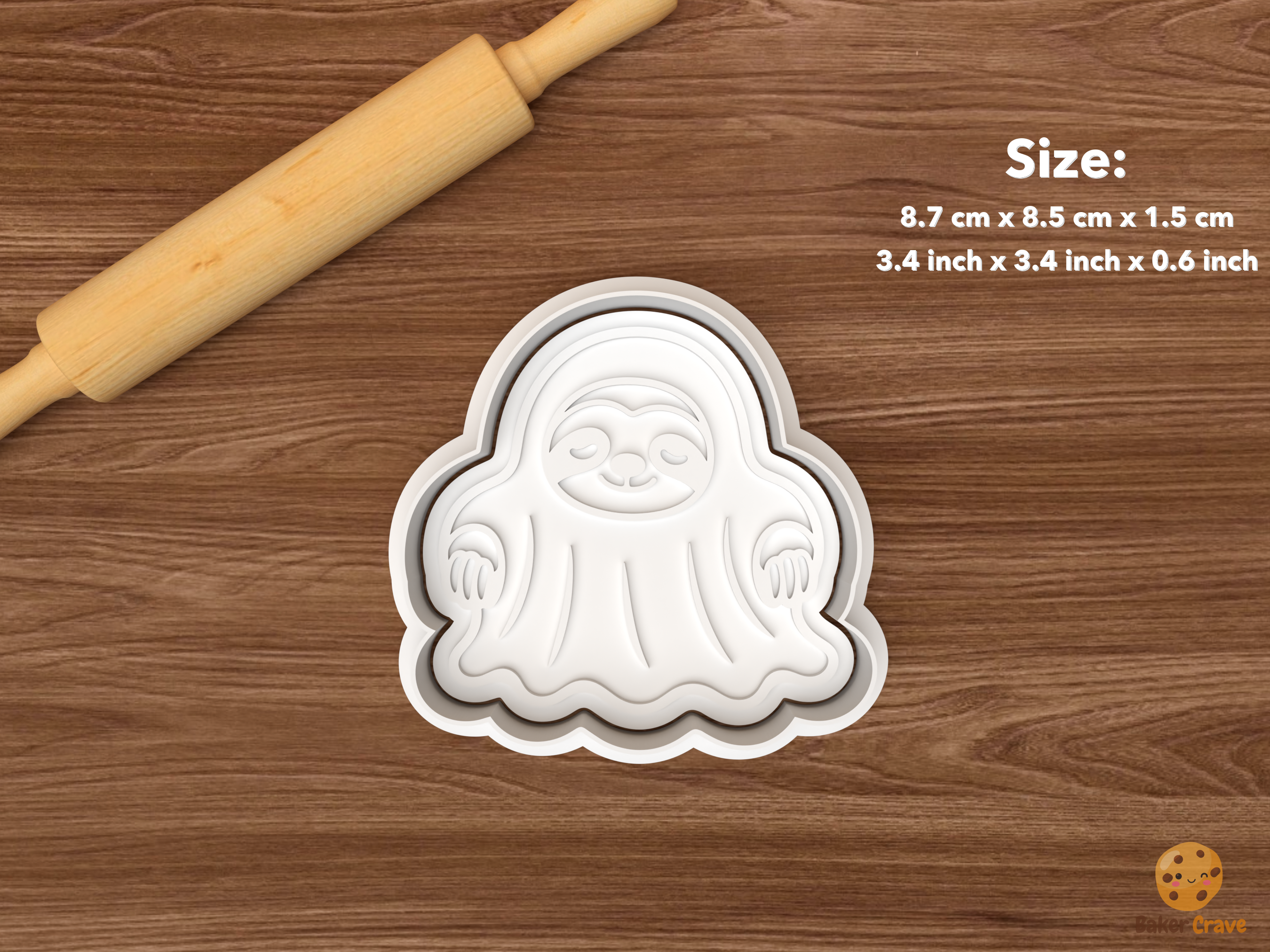 Halloween Sloth Cookie Cutter Set STL File - single ghost sloth