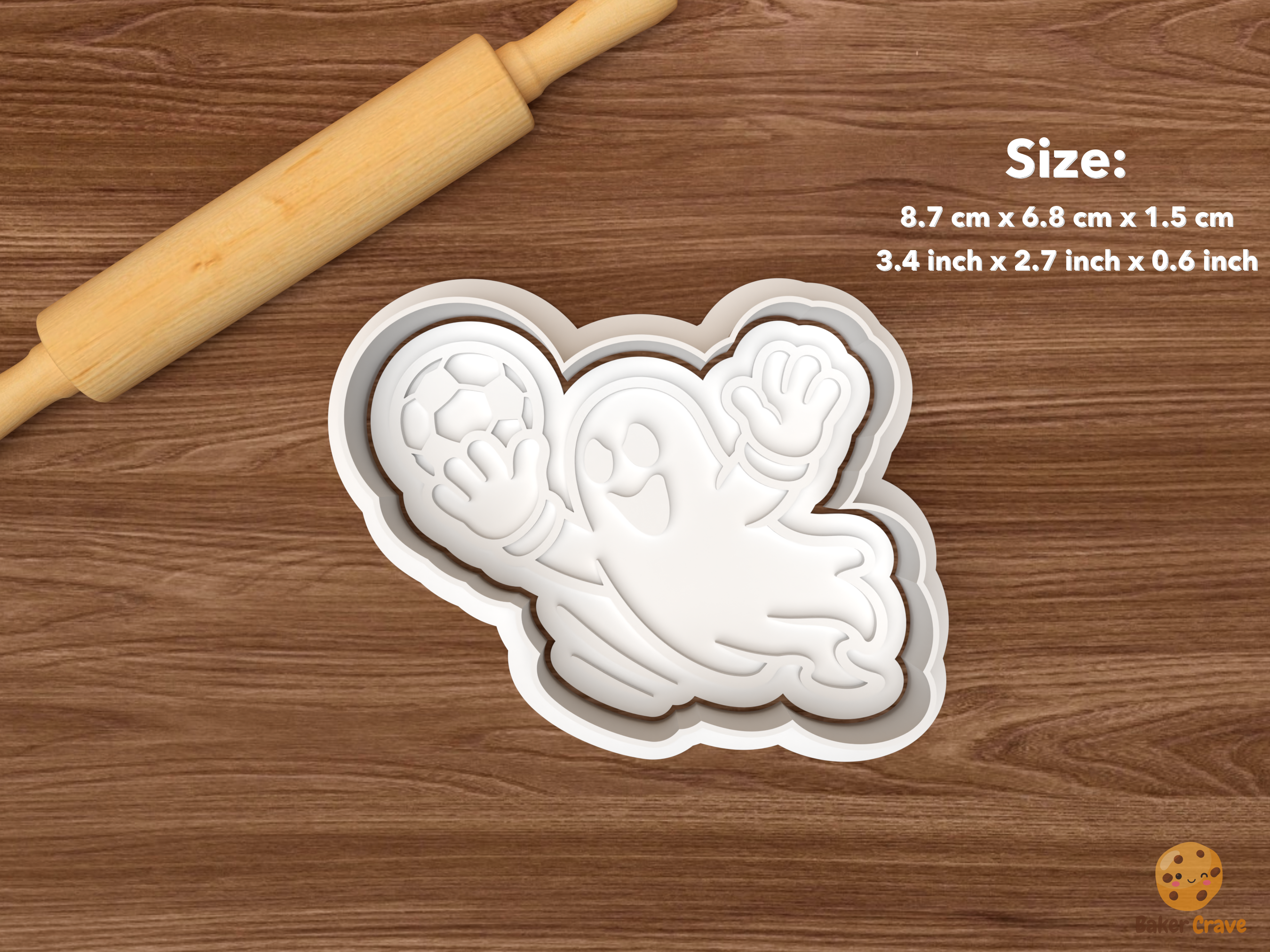Halloween Soccer Cookie Cutter Set STL File - single ghost soccer player