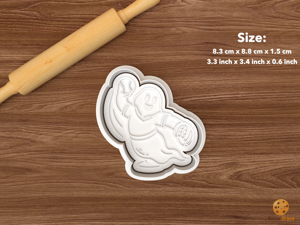 Halloween Softball Cookie Cutter Set STL File - single ghost softball player
