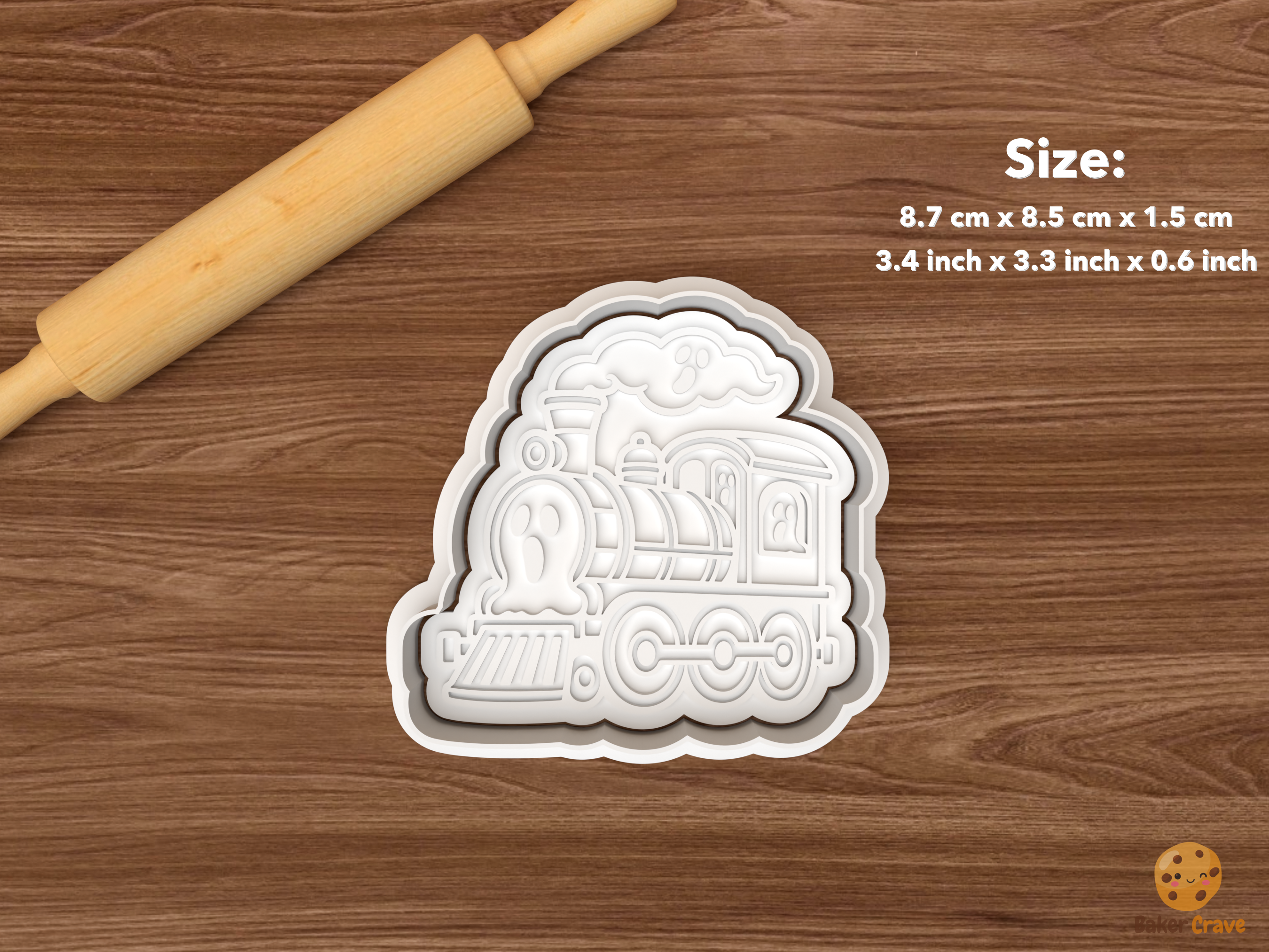 Halloween Ghost Train Cookie Cutter Set STL File - single ghost steam locomotive
