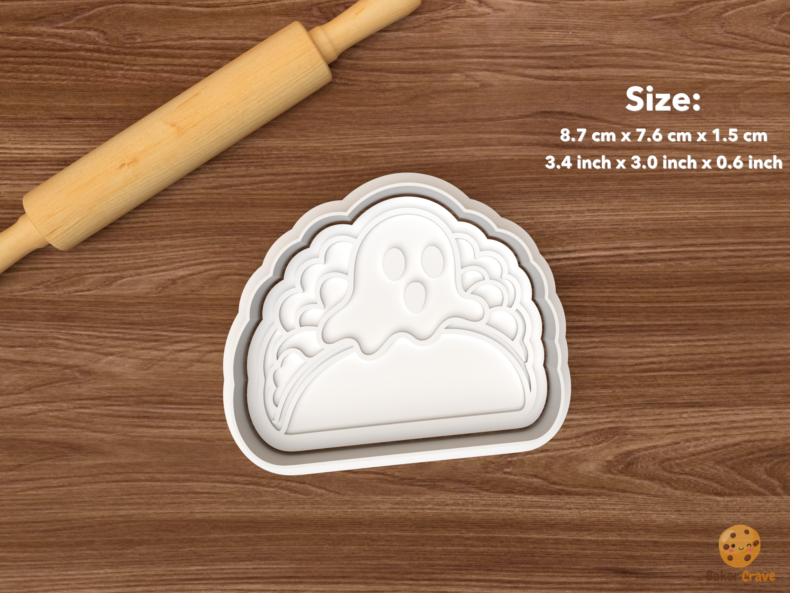 Halloween Taco Cookie Cutter Set STL File - single ghost taco