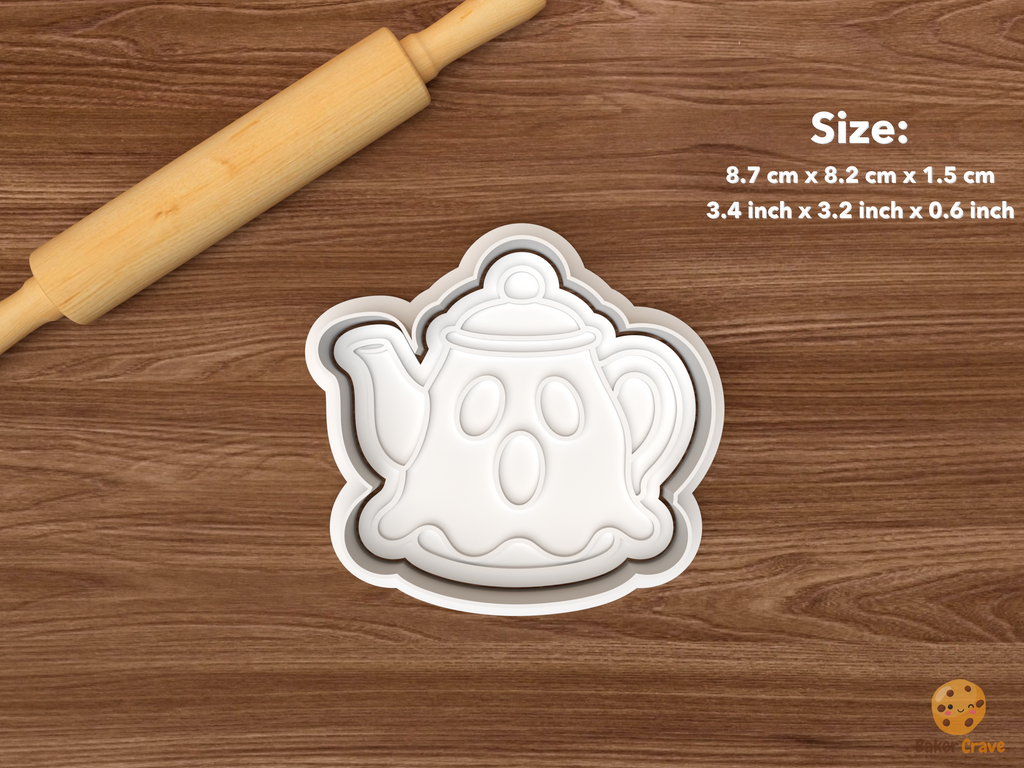Halloween Haunted Tea Party Cookie Cutter Set STL File - single ghost teapot