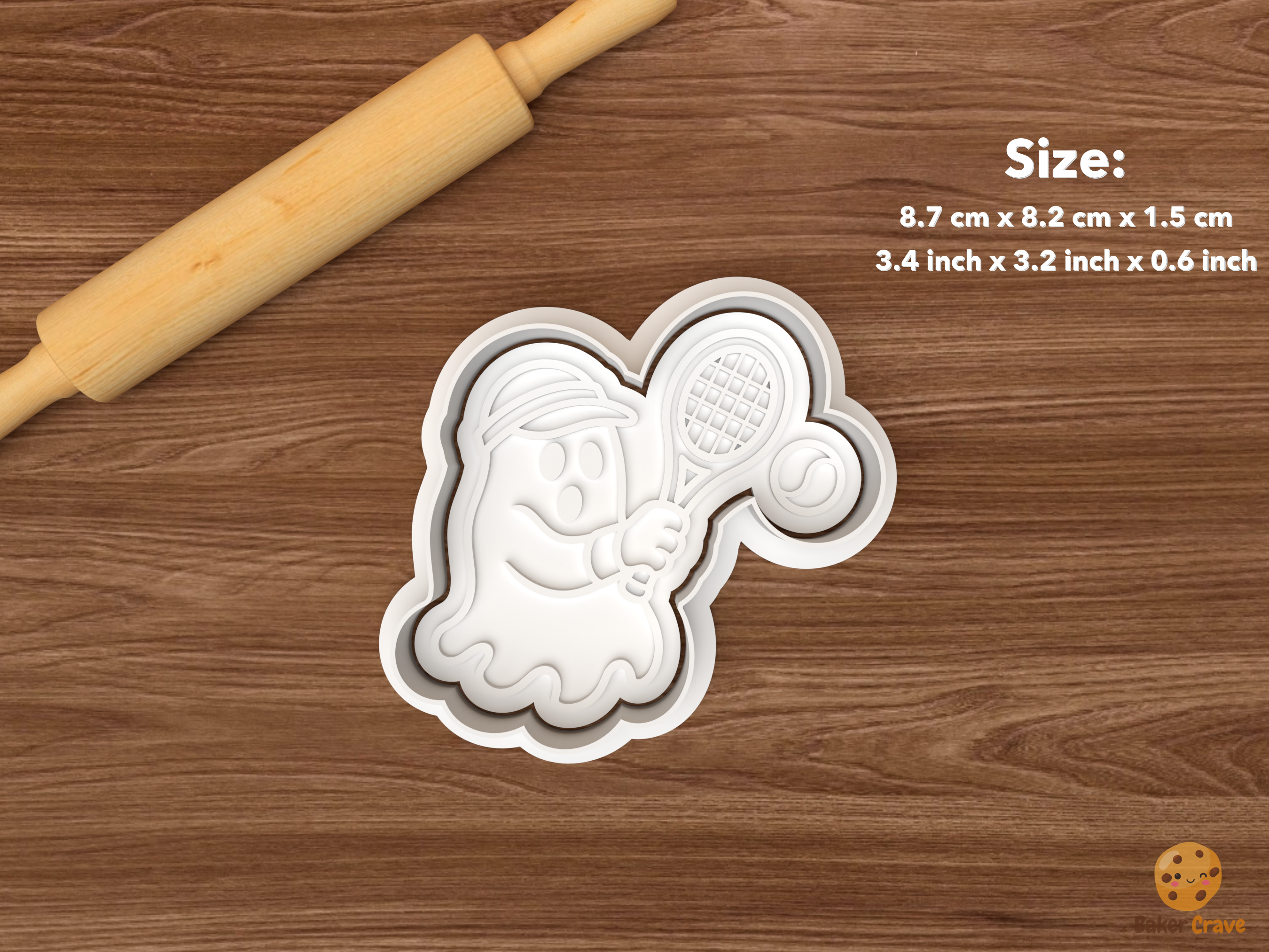 Halloween Tennis Cookie Cutter Set STL File - single ghost tennis player